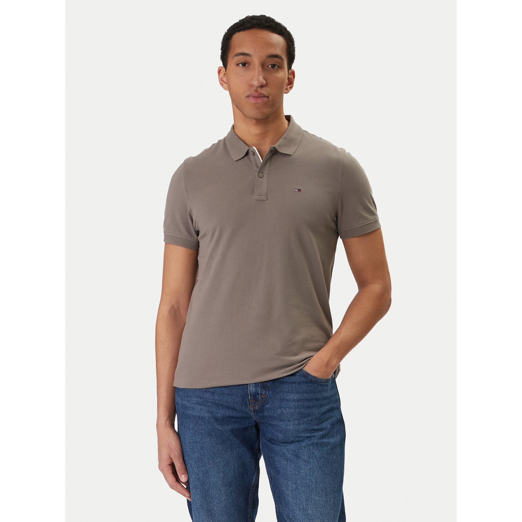 Tommy Jeans Poloshirt DM0DM20676 Beige Slim Fit