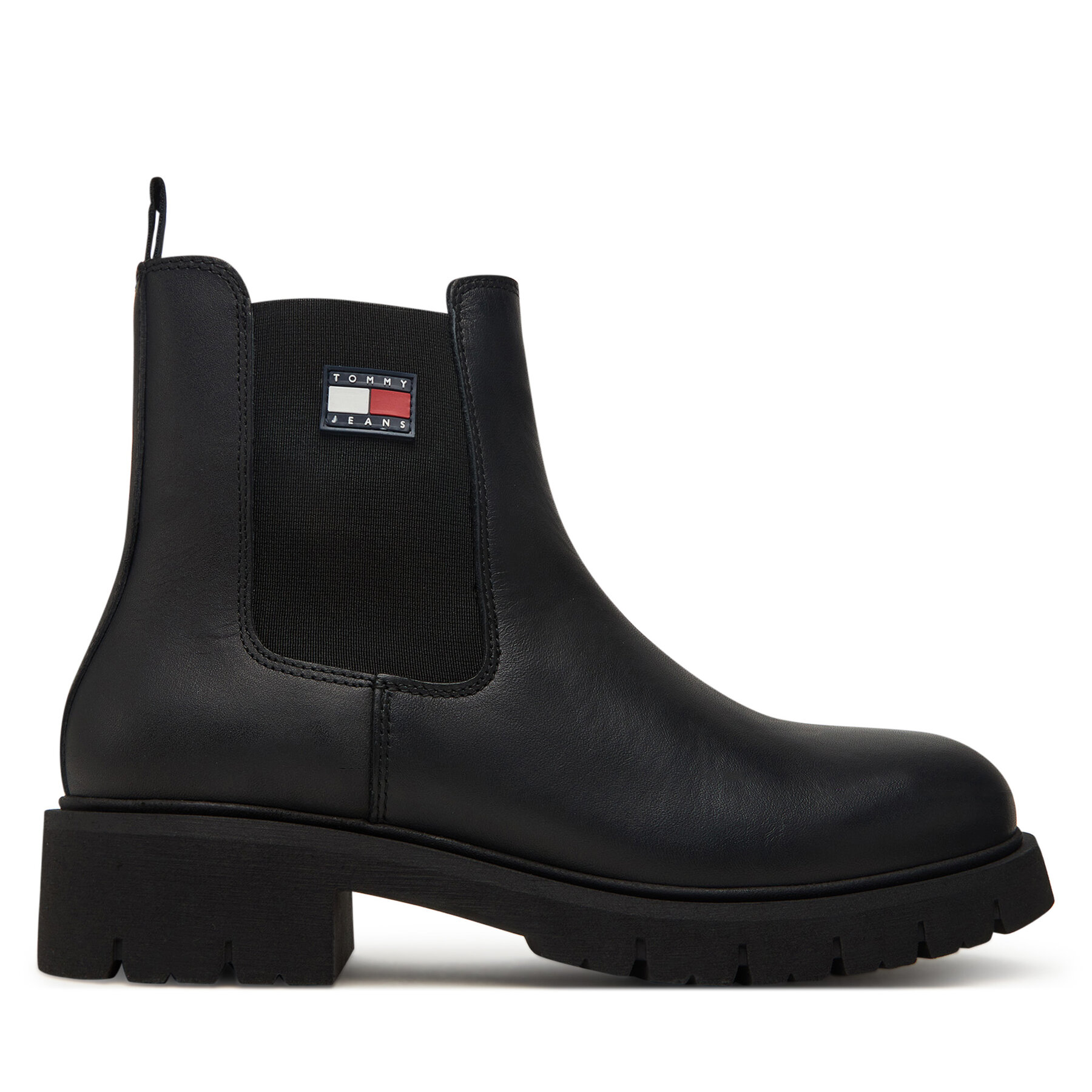 Tommy Jeans Dámske Členková obuv s elastickým prvkom, Rozmer: 39, Čierna, Tjw Chelsea Leather Boot EN0EN02825