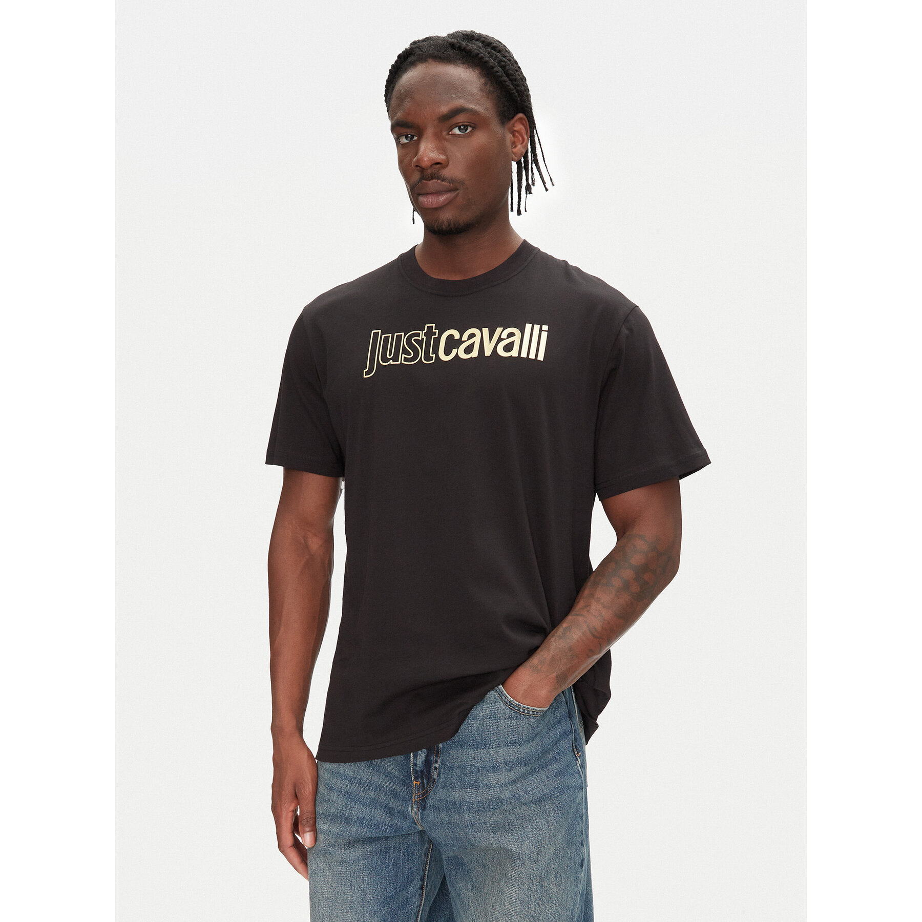 Just Cavalli T-Shirt 78OAHT16 Schwarz Regular Fit