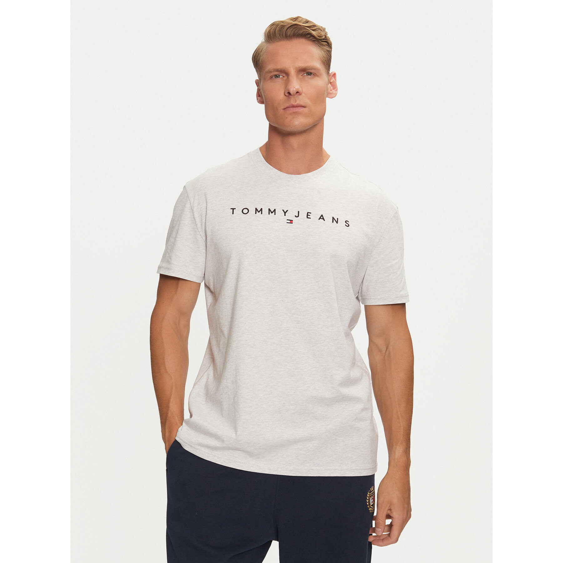 Tommy Jeans T-shirt Linear Logo DM0DM20744 Grigio Regular Fit