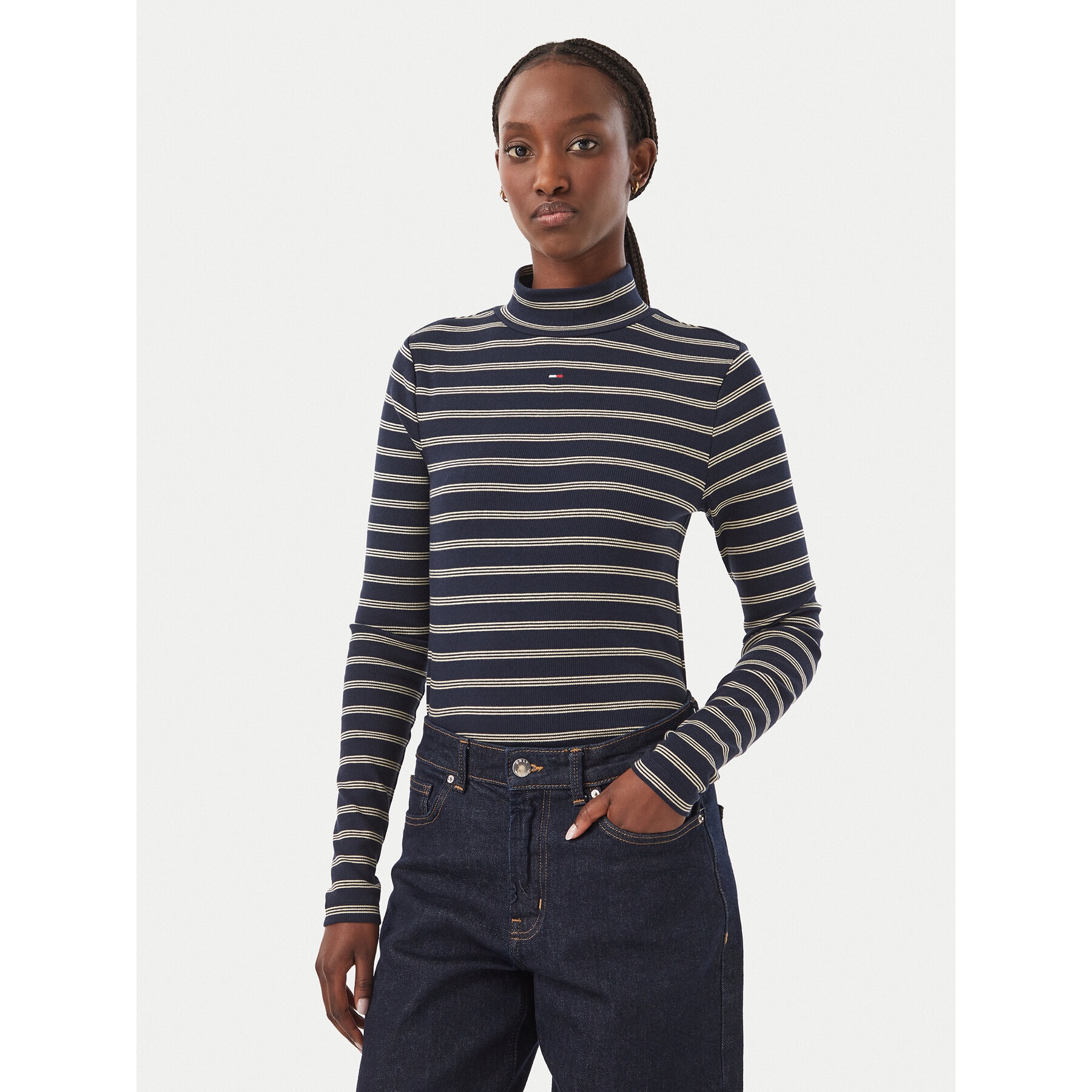 Tommy Jeans Bluse Essential DW0DW19830 Dunkelblau Slim Fit