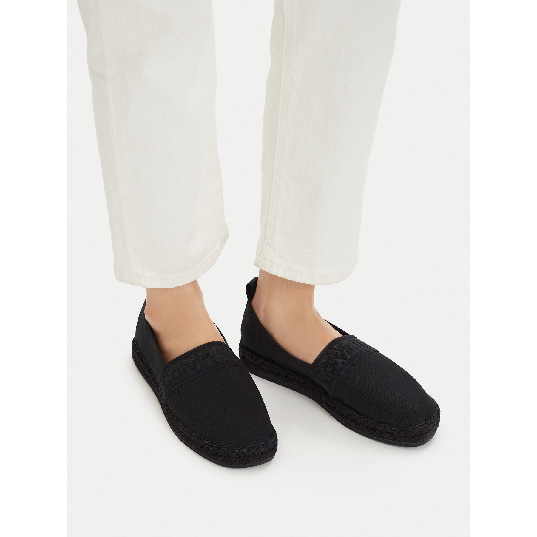 Espadrilky Calvin Klein Oblique Espadrille Webbing HW0HW02934 Čierna