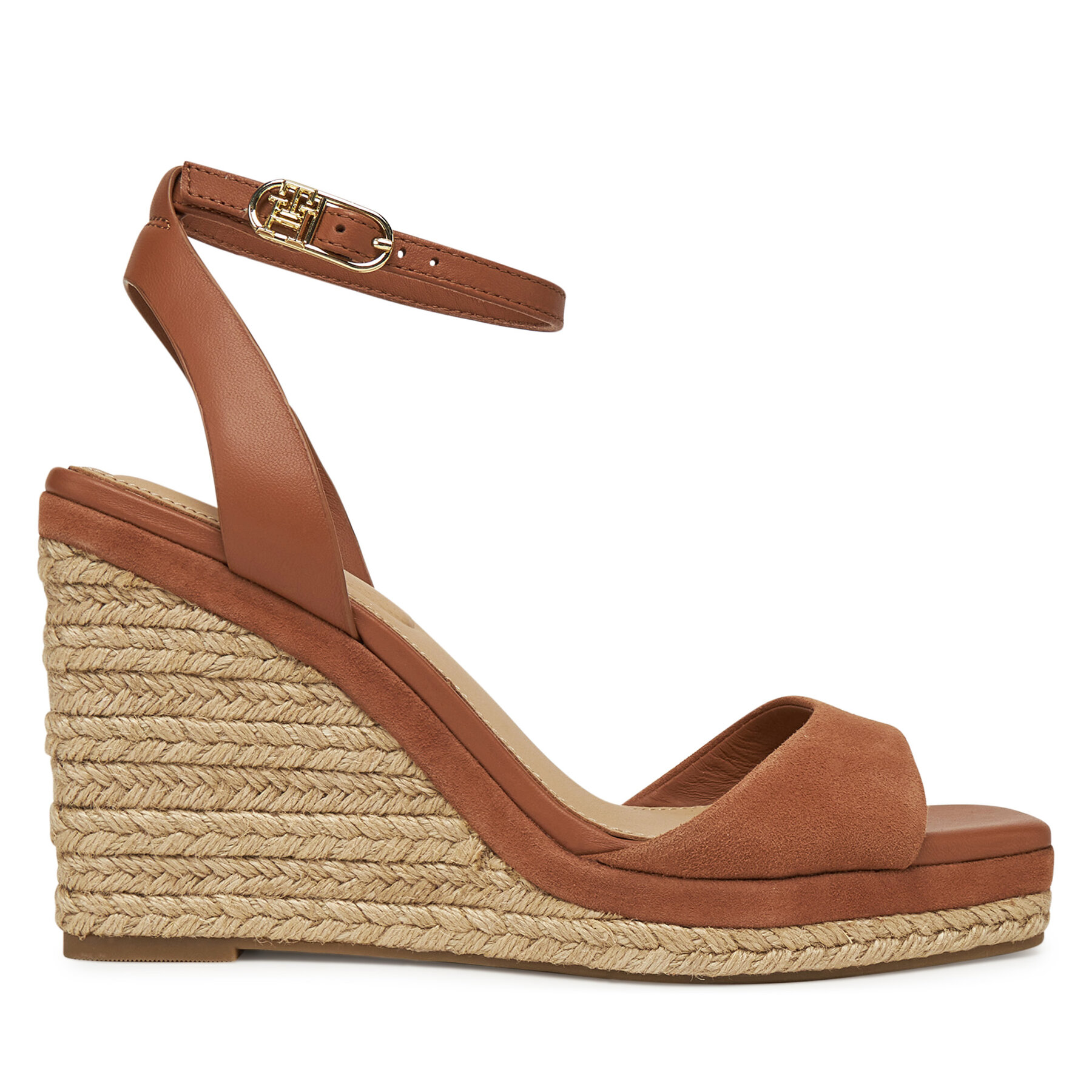 Espadrilky Tommy Hilfiger Leather & Suede High Wedge Espad FW0FW08803 Hnedá