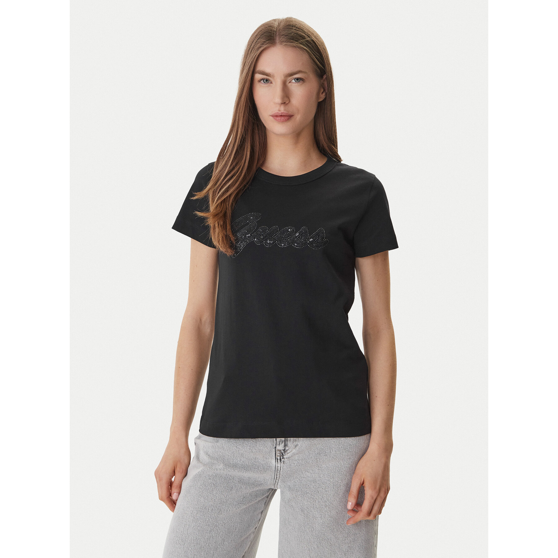 Guess T-Shirt W6GI08 K3023 Μαύρο Regular Fit