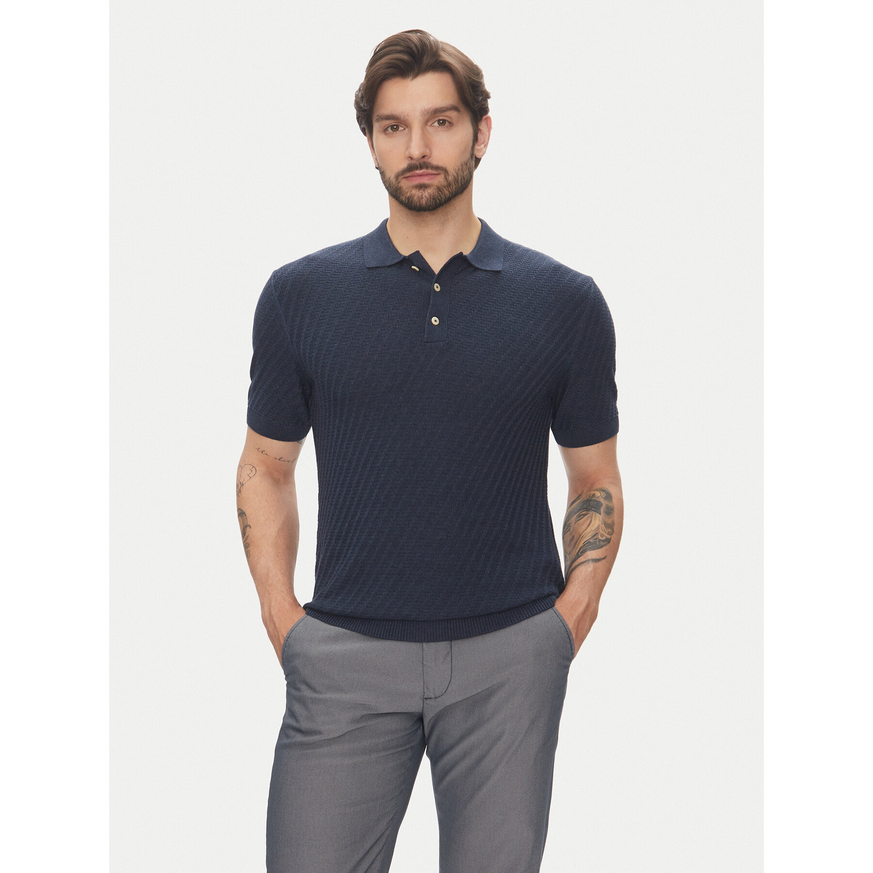 Pierre Cardin Polo C5 51314.5094 Σκούρο μπλε Slim Fit