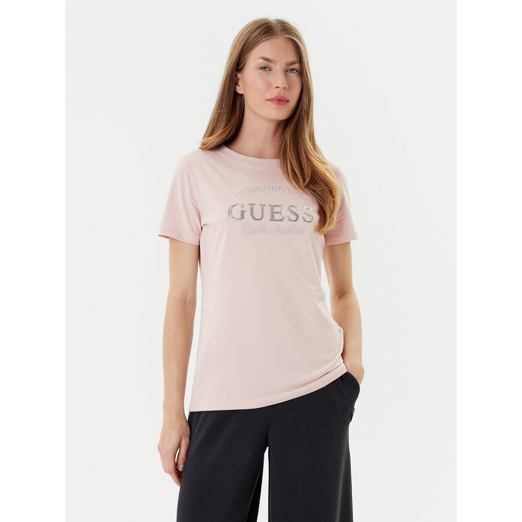 Guess Póló V5YI12 J1314 Rózsaszín Regular Fit