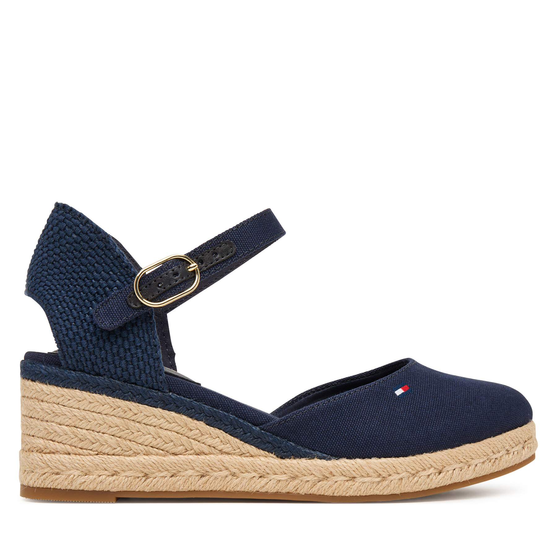Espadrile Tommy Hilfiger Mid Wedge Espad Closed Toe FW0FW09233 Bleumarin