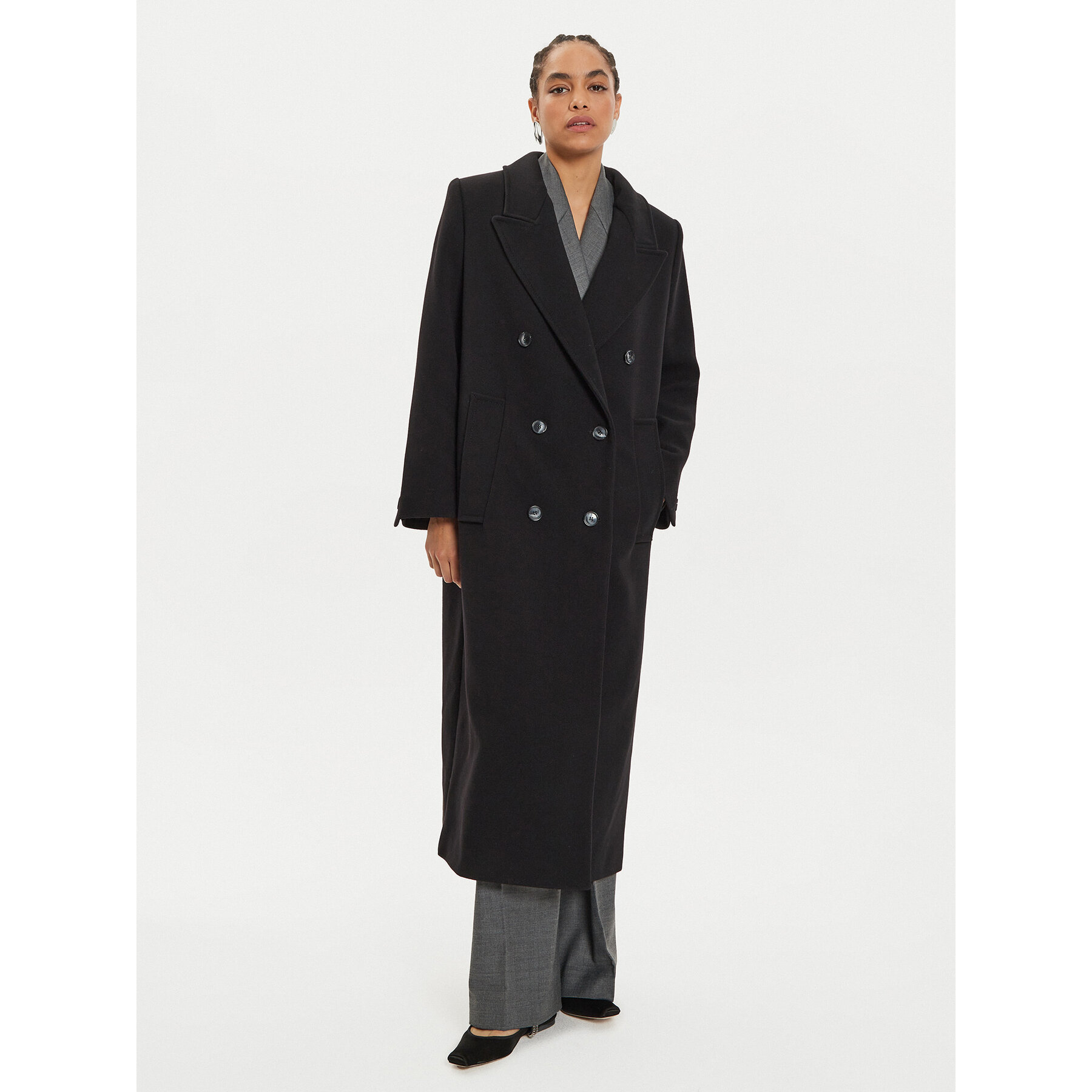 IVY OAK Wollmantel Clemence IO111135 Schwarz Regular Fit