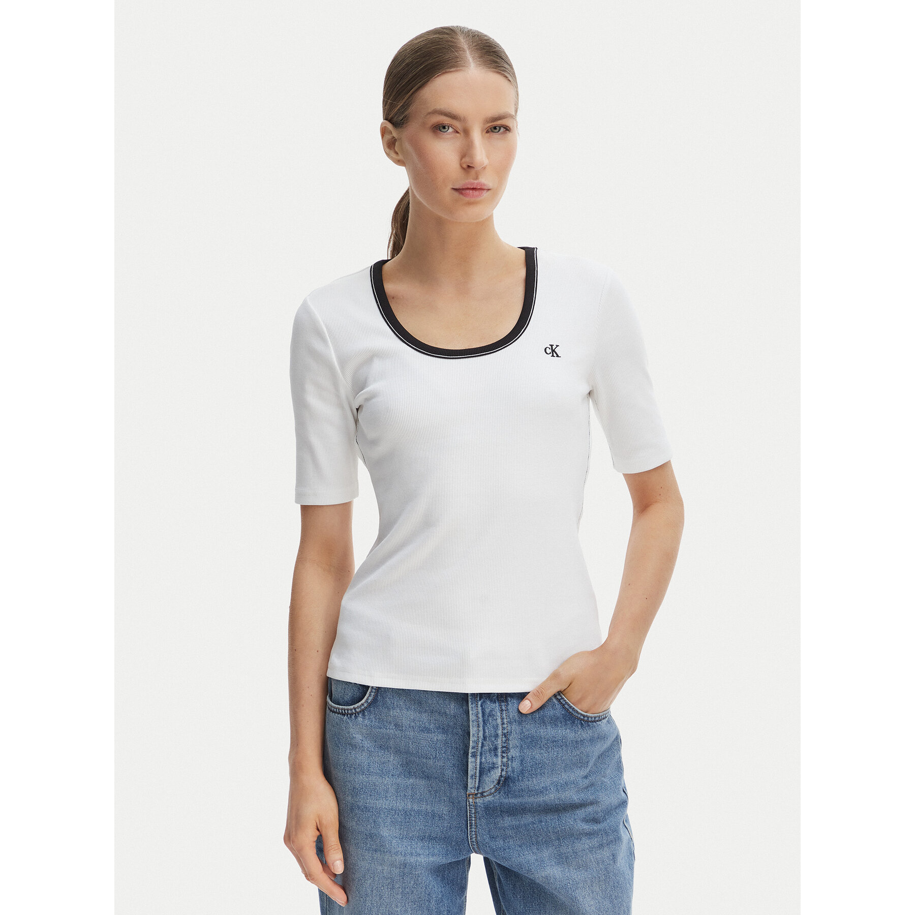 Calvin Klein Jeans T-Shirt LV047F247G Weiß Slim Fit