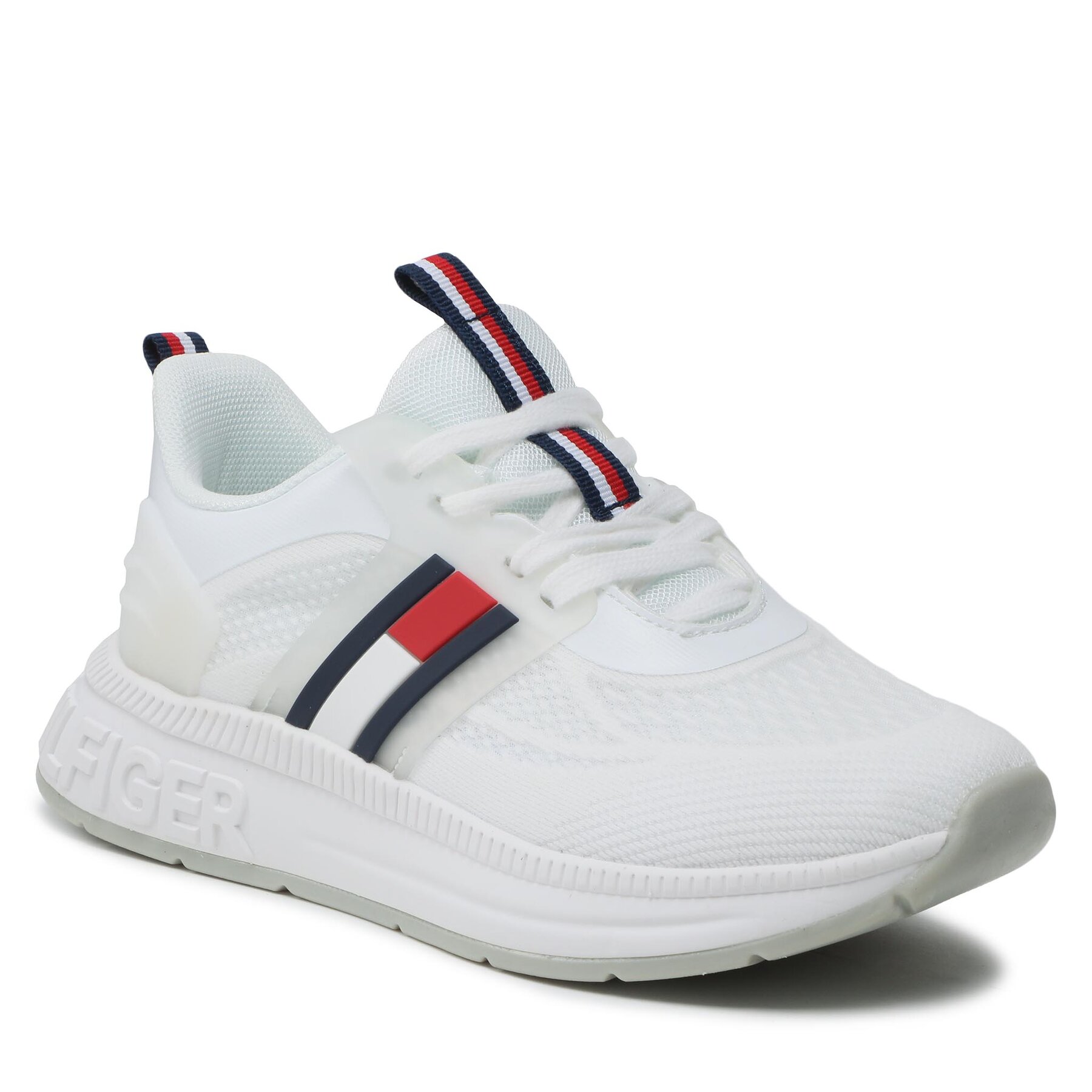 Sneakers Tommy Hilfiger Flag Low Cut Lace-Up T3A9-32747-0308100 S White 100 100% imagine super redus 2022