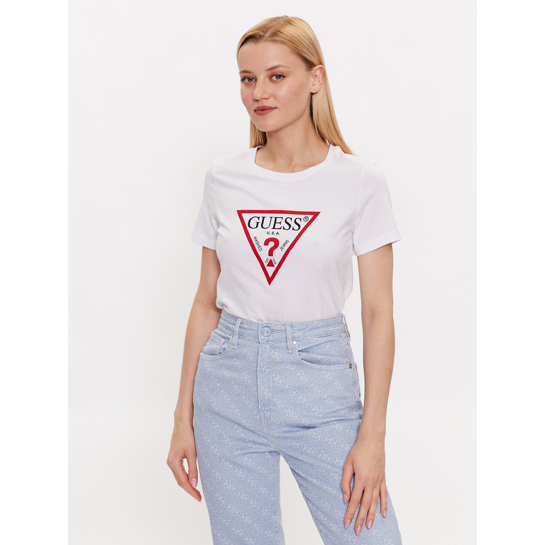 Guess T-Shirt W1YI1B I3Z14 Bianco Slim Fit
