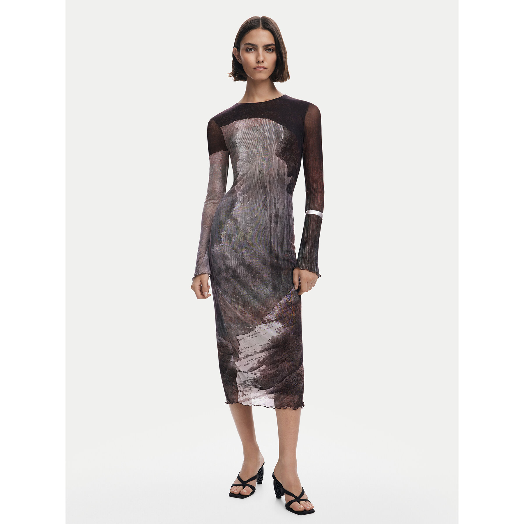Desigual Kleid für den Alltag Abyss Lacroix 25WWVK01 Braun Slim Fit