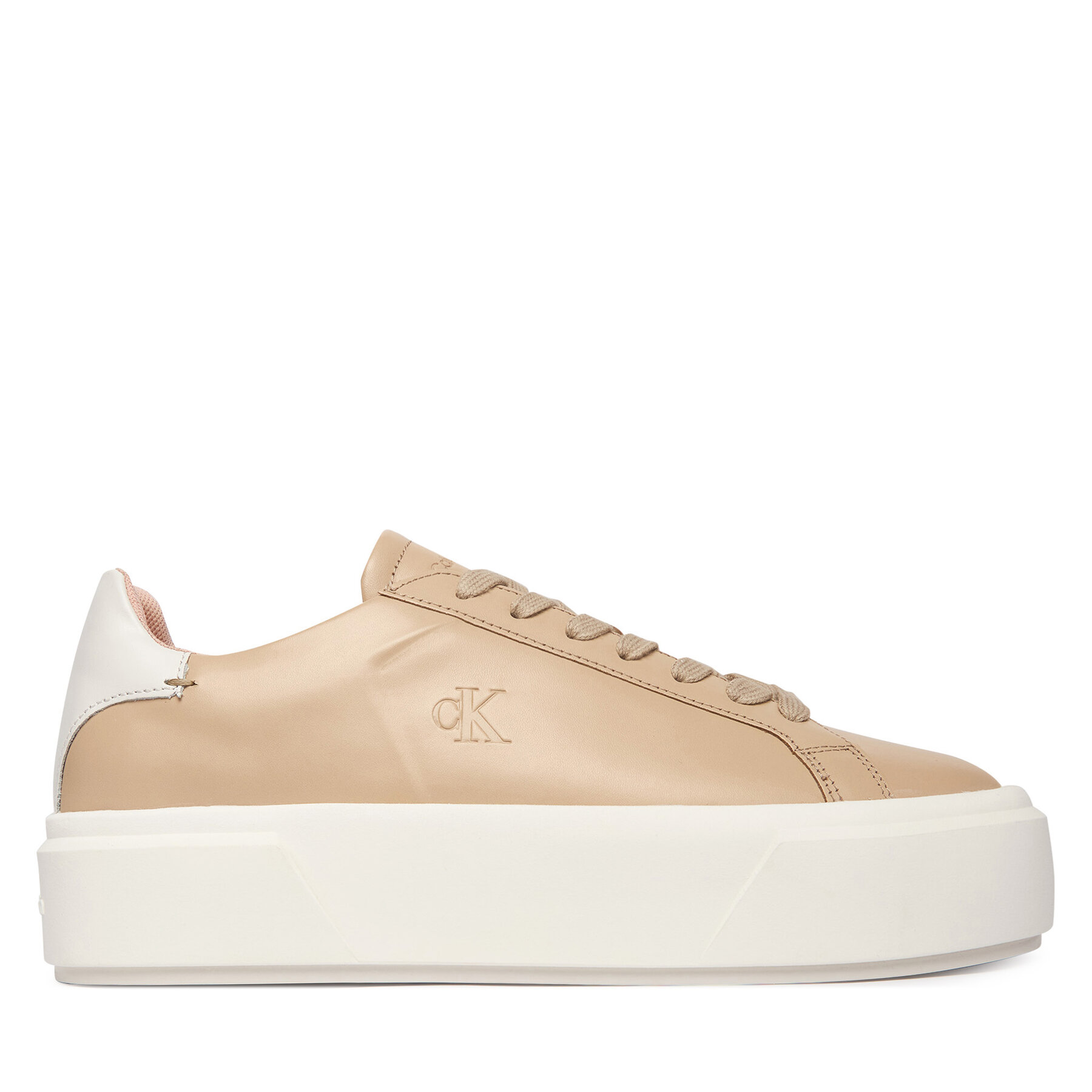 Sportcipők Calvin Klein Flatform Lace Up Lth YW0YW01928 Bézs