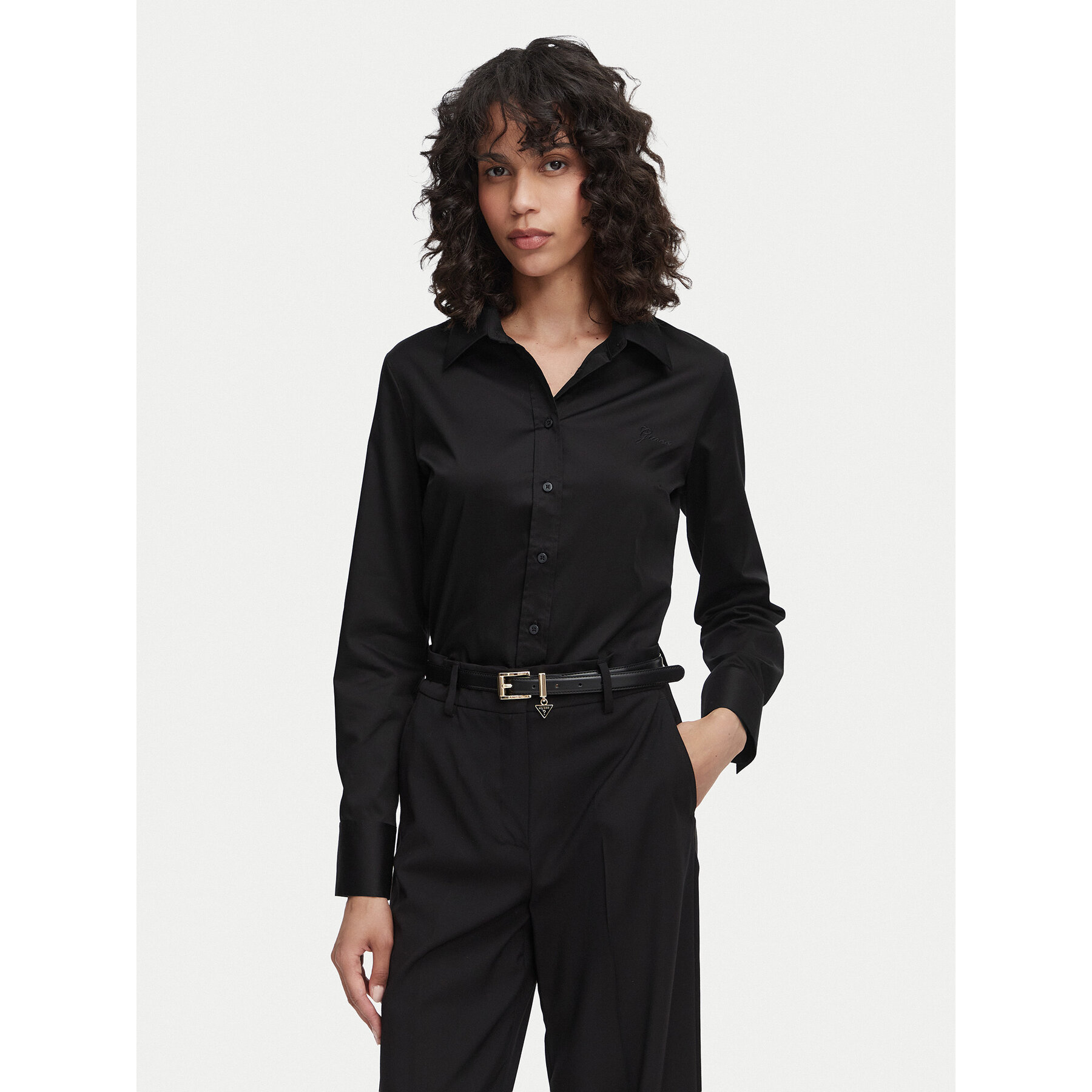 Guess Hemd W6YH10 W2752 Schwarz Slim Fit
