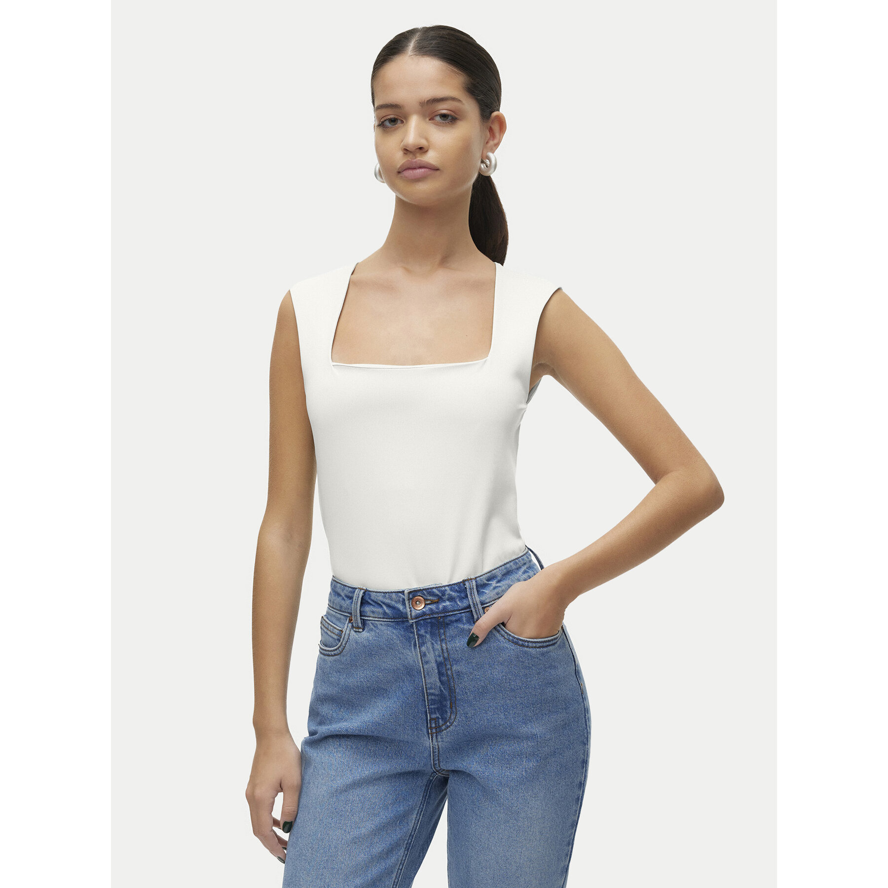 Vero Moda Τοπ Million 10312751 Λευκό Slim Fit