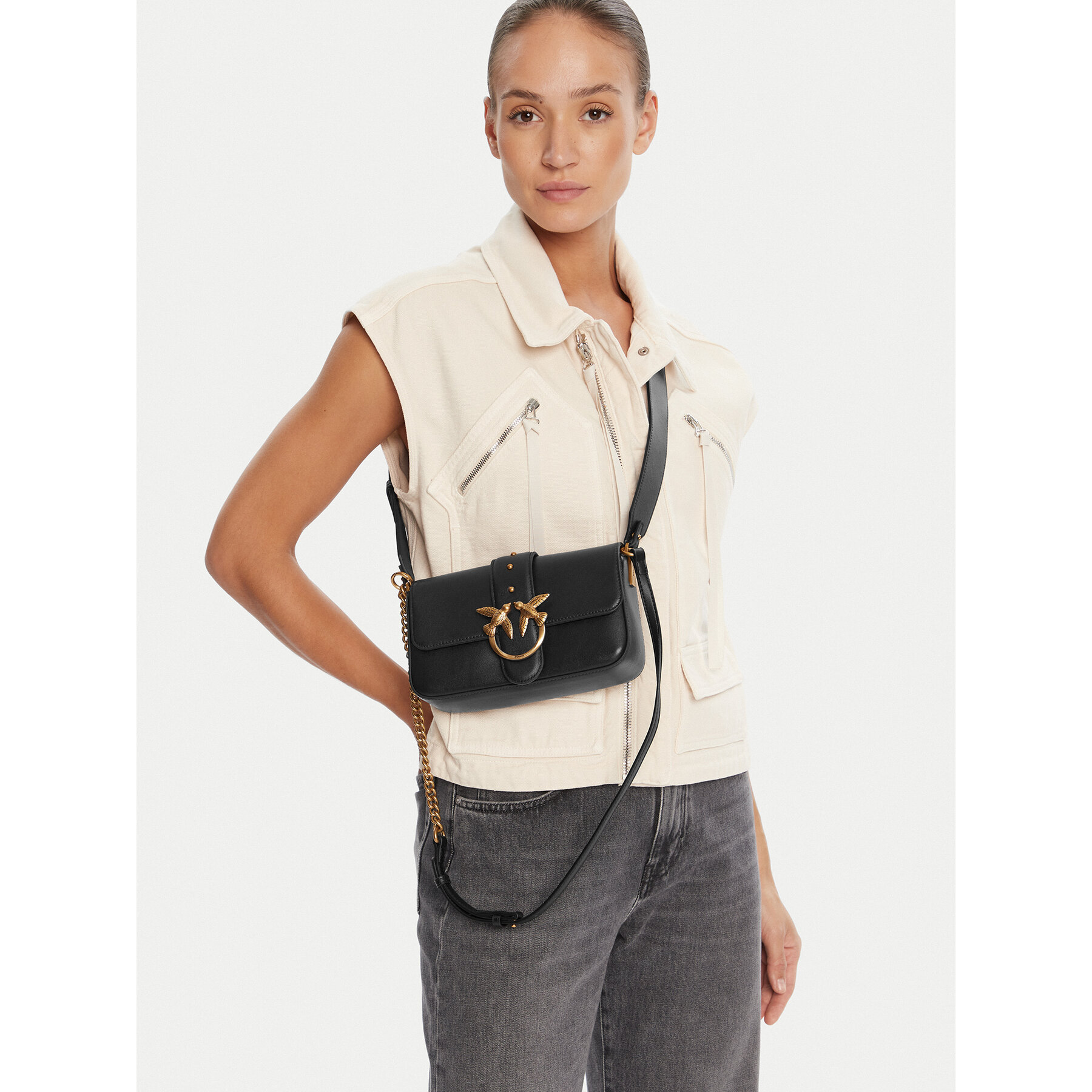 Borsetta PINKO Love One Mini Slouchy Fl PE 25 PLTT 104340 A0QO Nero