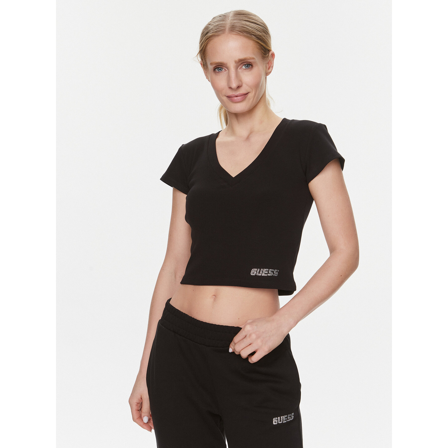 Guess T-Shirt Edie V4RP10 K8RT2 Μαύρο Regular Fit