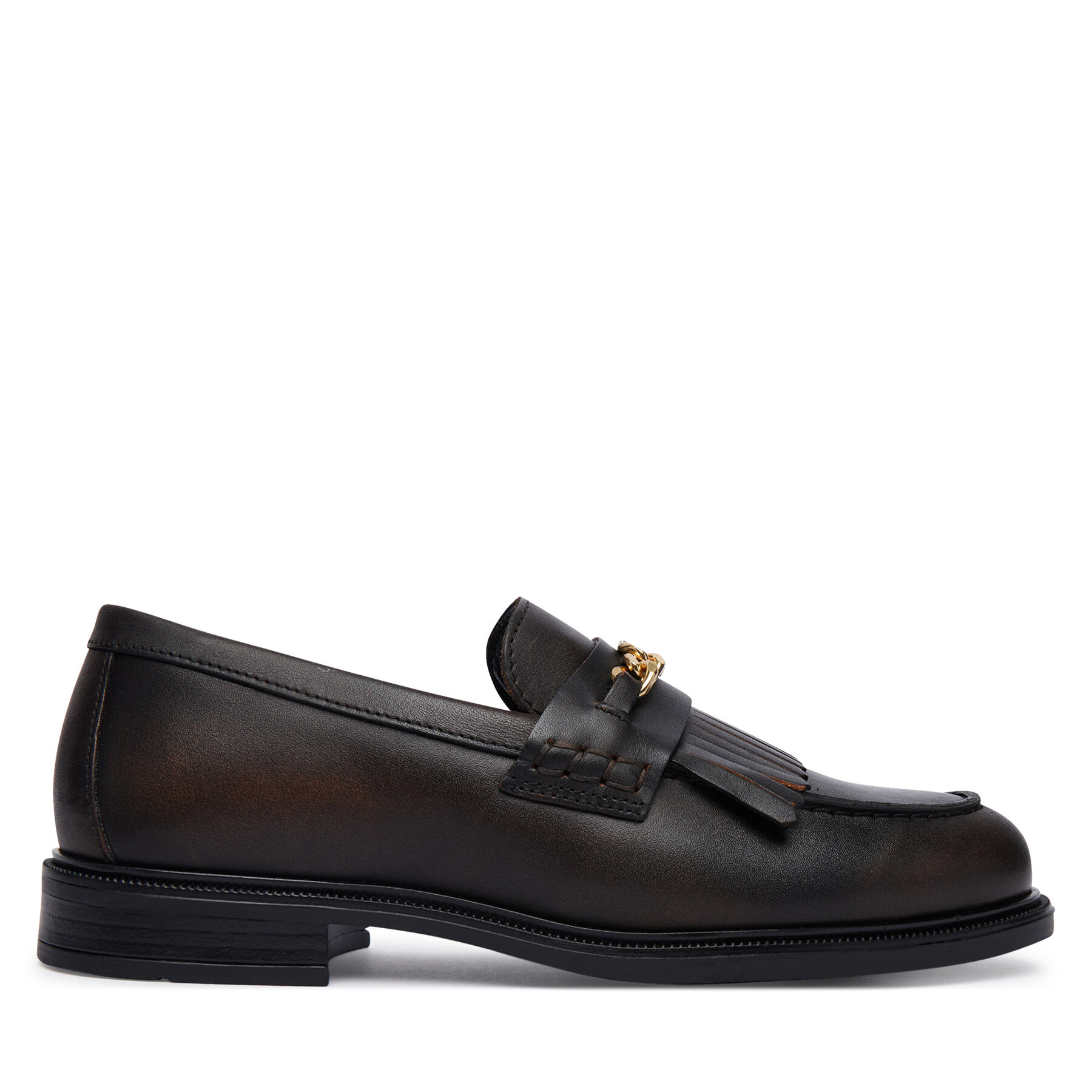 Loafers Tommy Hilfiger Th Chain Fringe Leather Loafer FW0FW09668 Tmavo hnedá