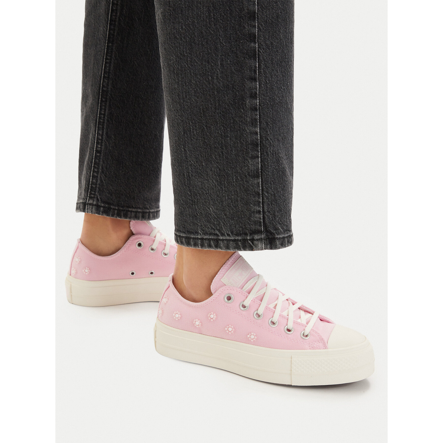 Modne superge Converse Chuck Taylor All Star Lift Platform Beads A16108C Roza