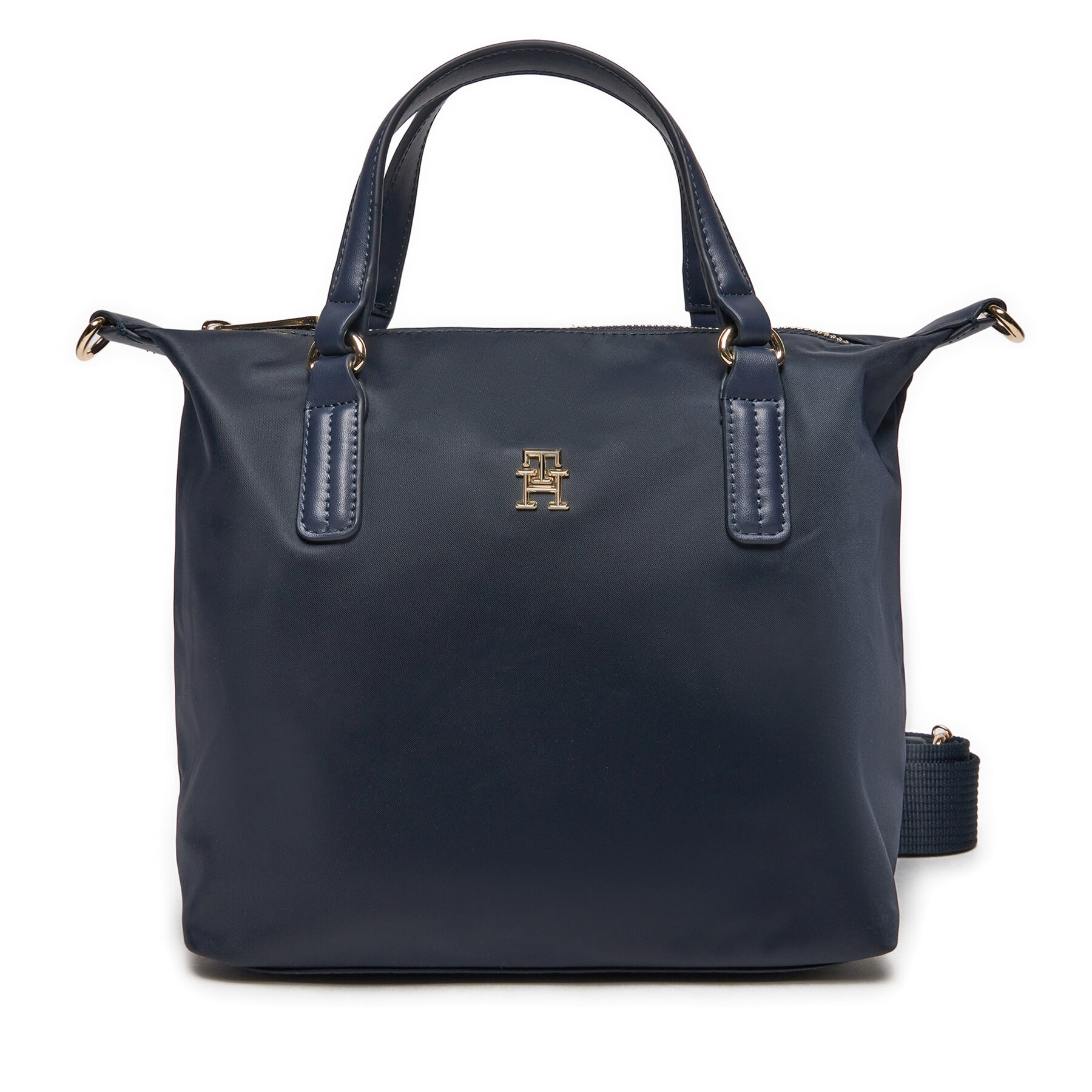 Geantă Tommy Hilfiger Poppy Th Small Tote AW0AW15640 Bleumarin