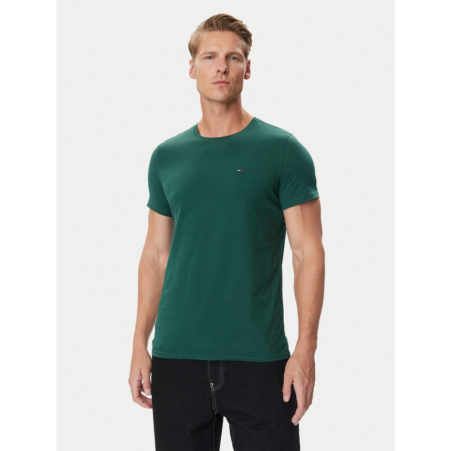 Tommy Jeans T-Shirt DM0DM04411 Dunkelgrün Slim Fit
