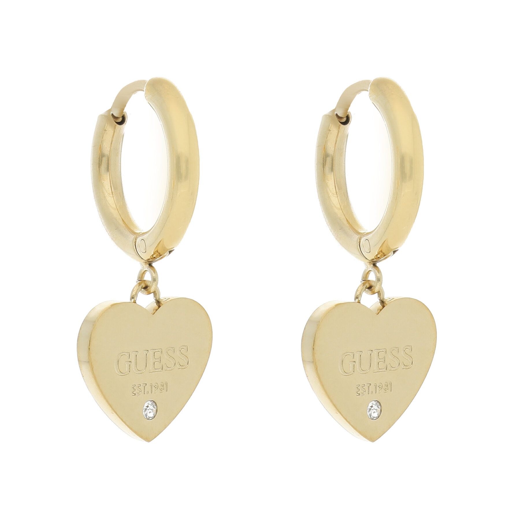 Cercei Guess Huggie Me JUBE03 145JW Placat cu aur galben