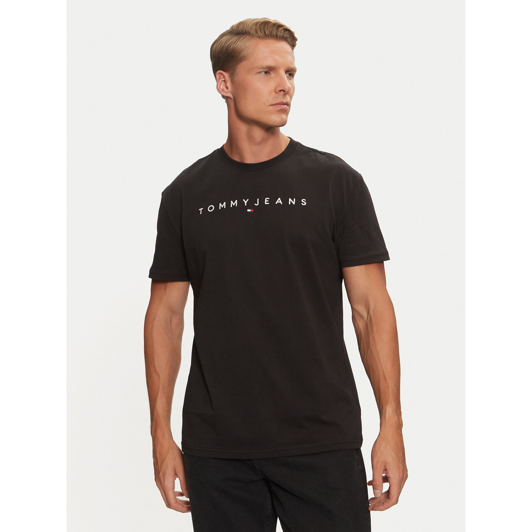 Tommy Jeans T-shirt Linear Logo DM0DM20744 Crna Regular Fit