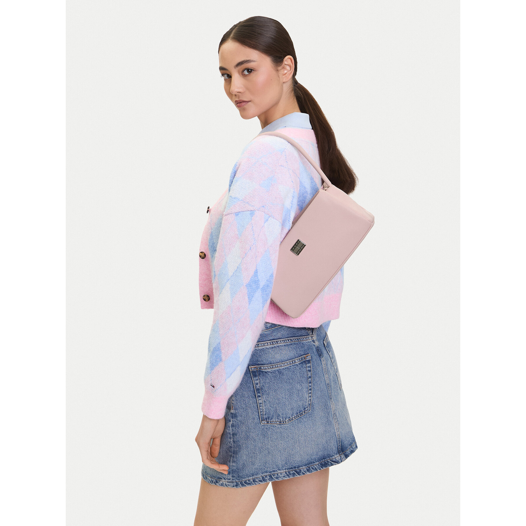 Дамска чанта Tommy Jeans Tjw American Cool Shoulder Bag AW0AW17295 Розов