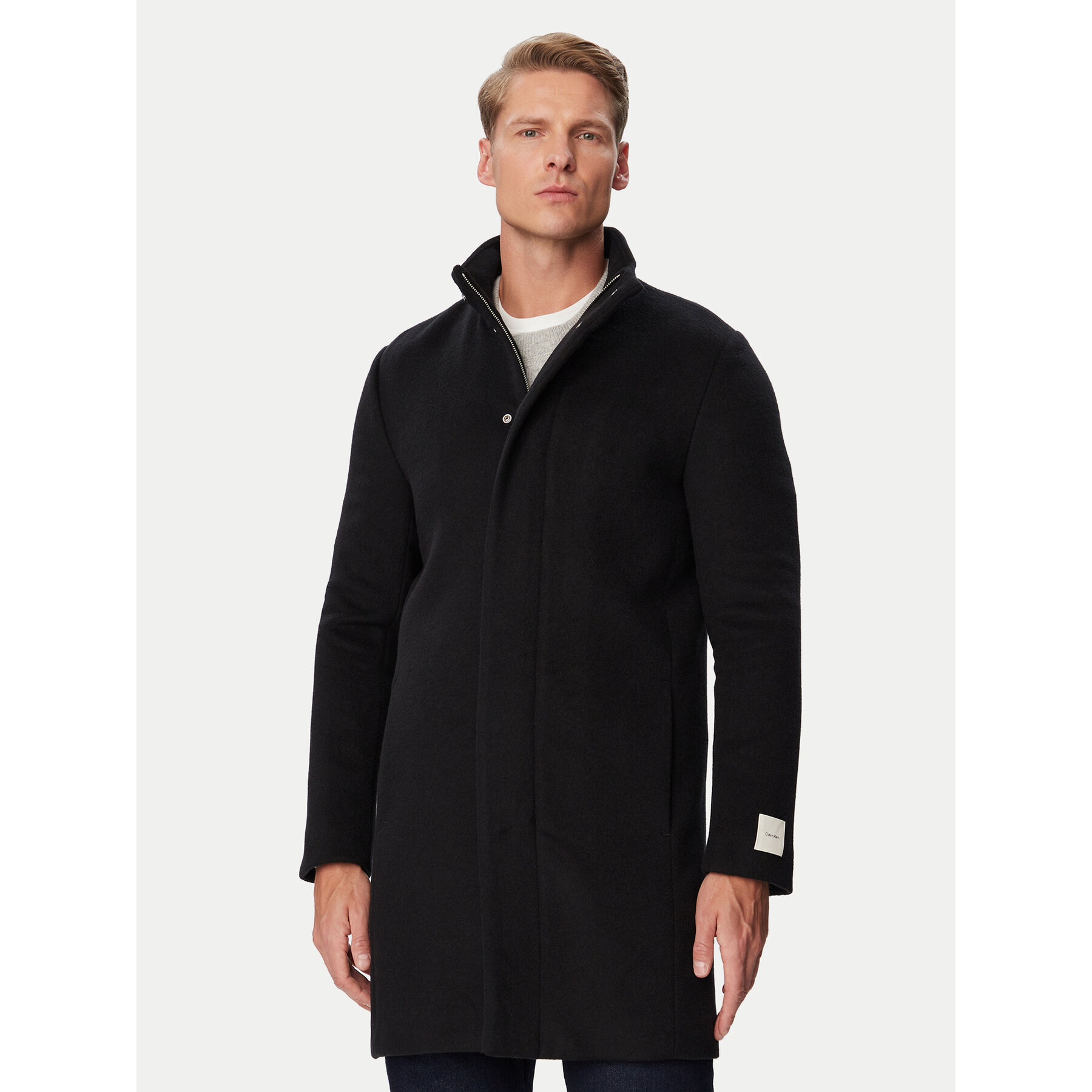 Calvin Klein Wollmantel LV04LD457G Schwarz Regular Fit