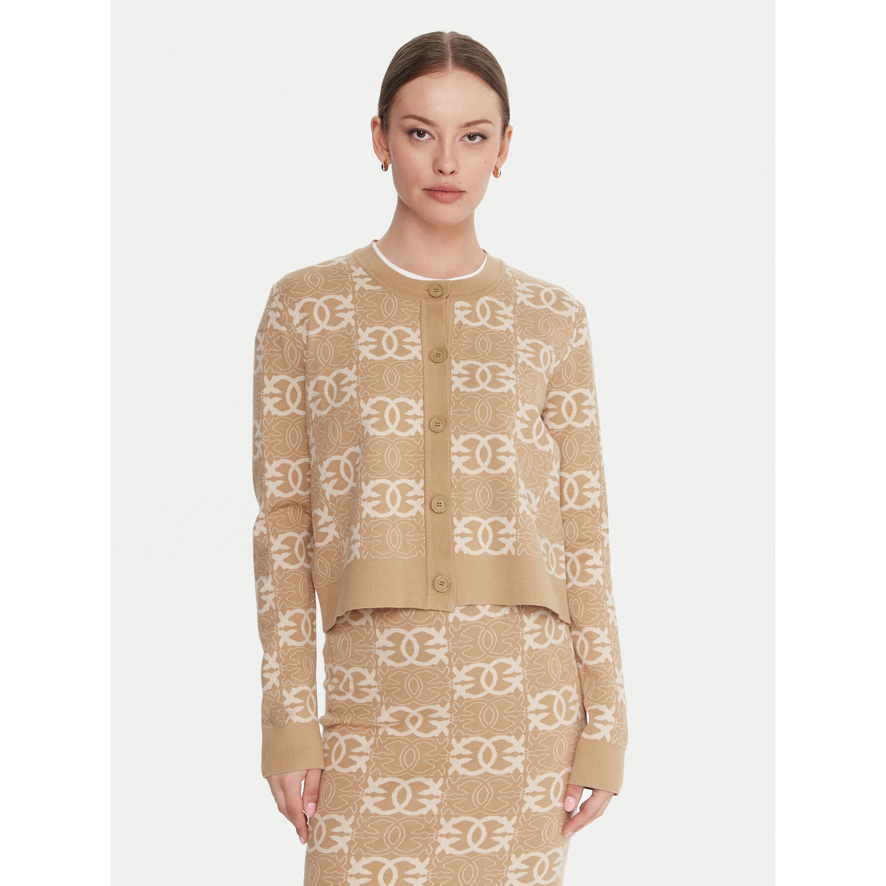 PINKO Strickjacke Found Someone 106043 A2YD Beige Regular Fit