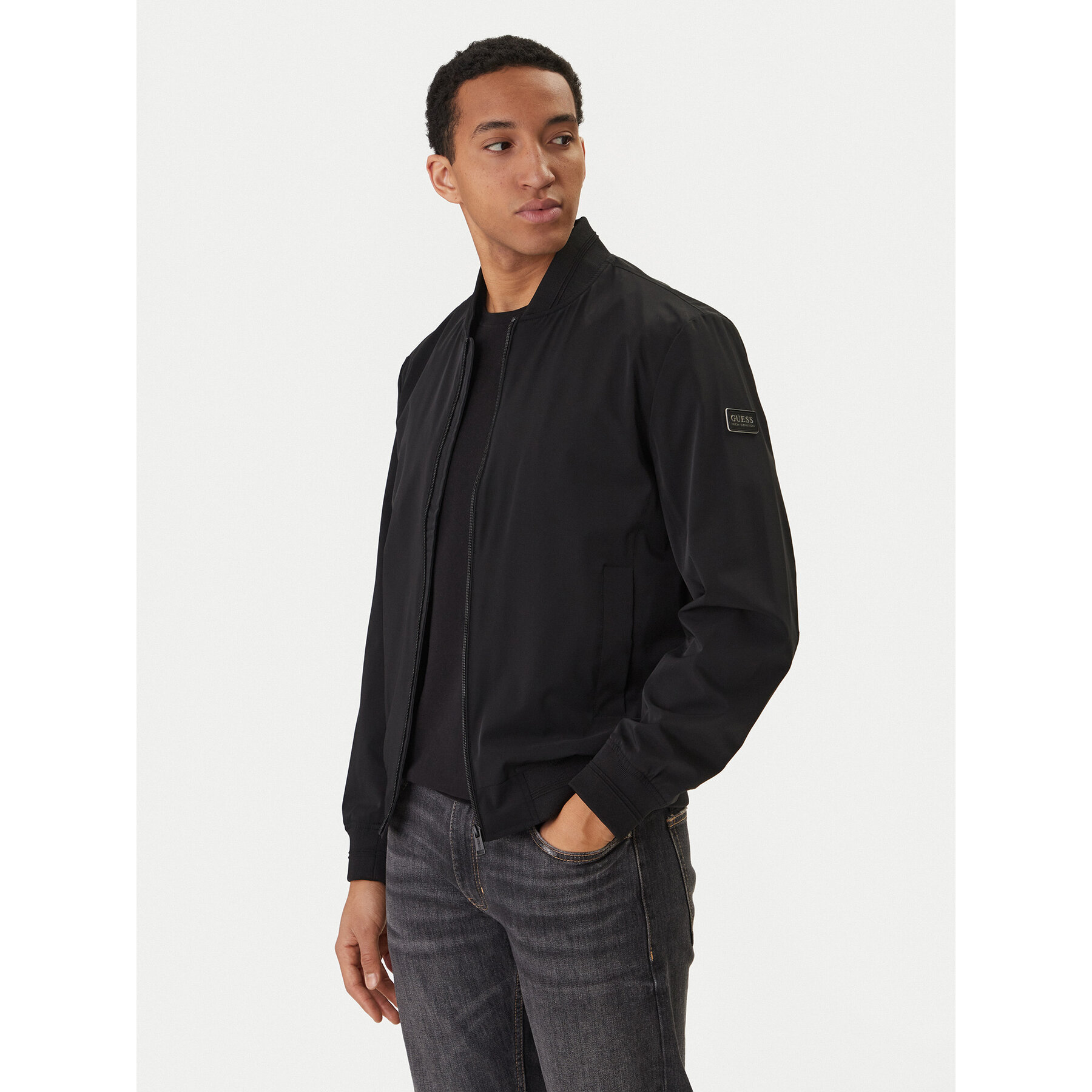 Guess Bomberjacke M6RL09 WJ362 Schwarz Regular Fit