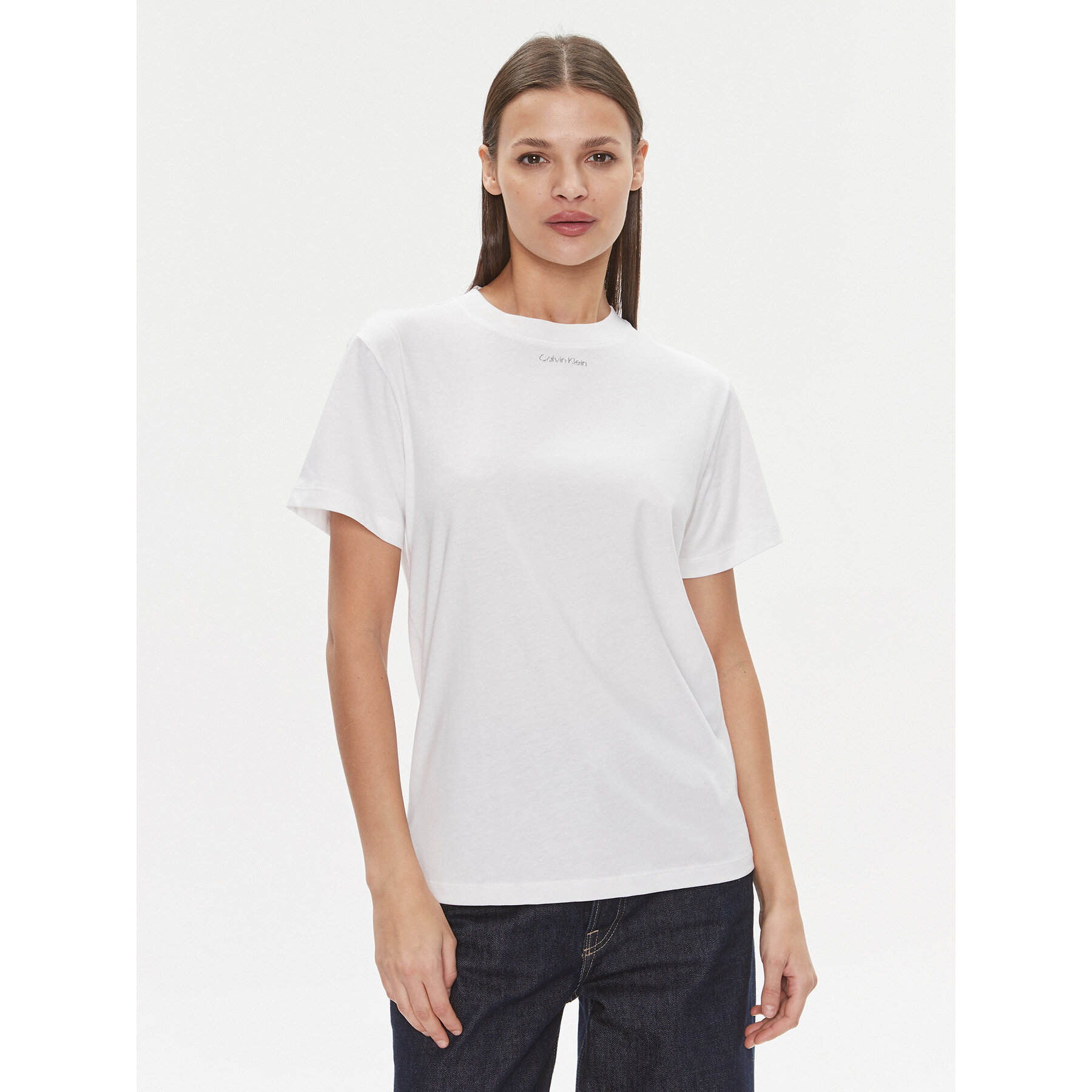 Calvin Klein T-Shirt Metallic Micro Logo T Shirt K20K206967 Λευκό Regular Fit