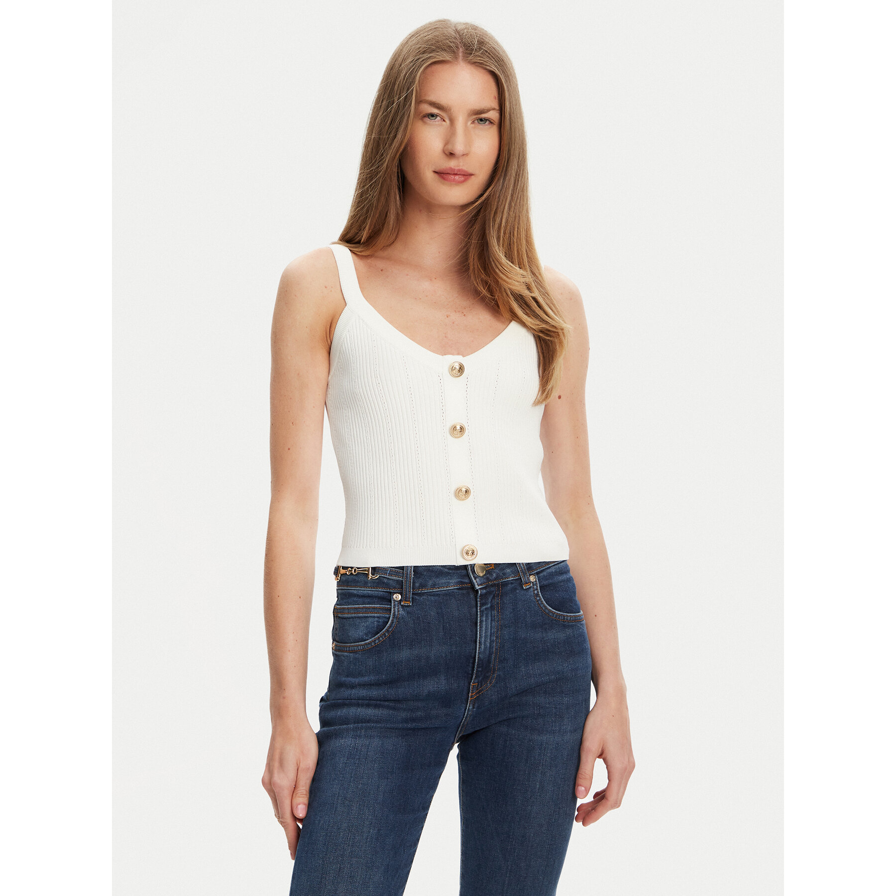 Guess Τοπ W5YR10 Z0130 Λευκό Regular Fit