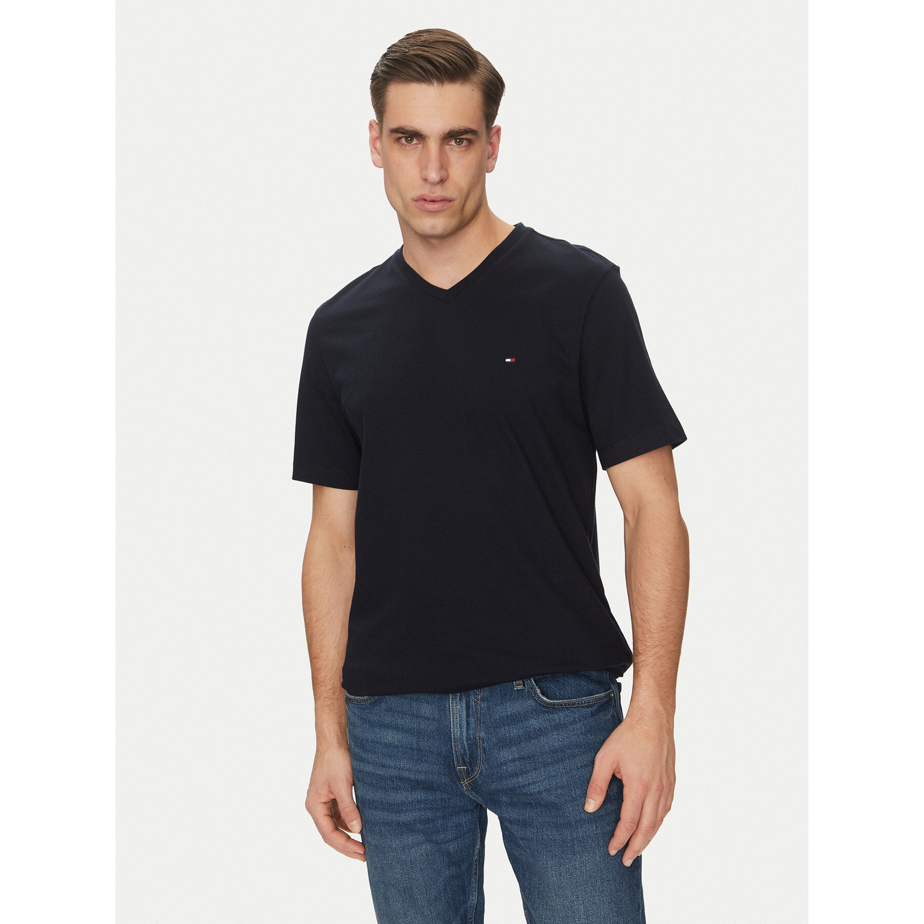 Tommy Hilfiger Póló Essential V-Neck Tee MW0MW39249 Sötétkék Regular Fit