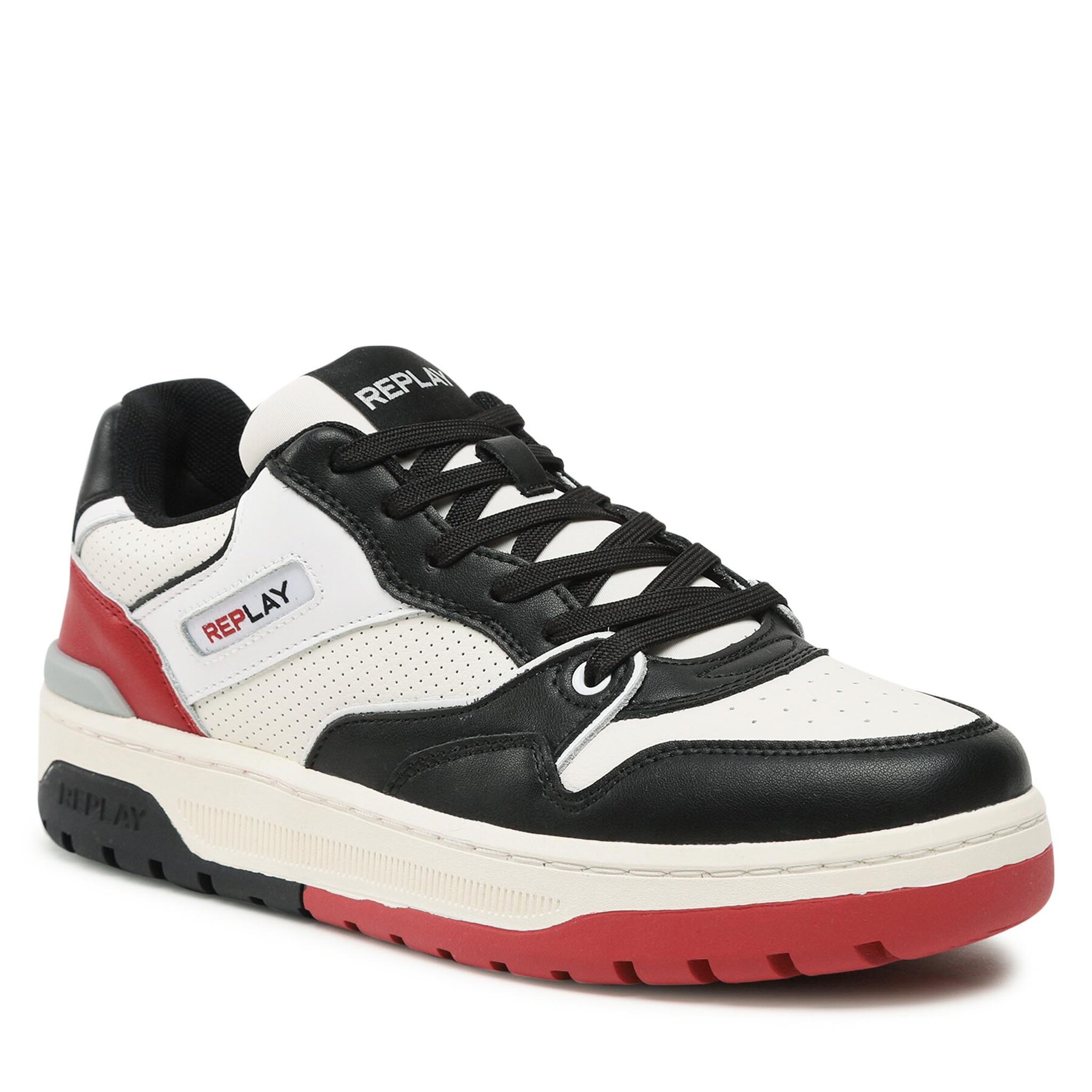 Sneakers Replay Gemini Perforated GMZ4S.000.C0002L Black/Off Wht/Red 3182