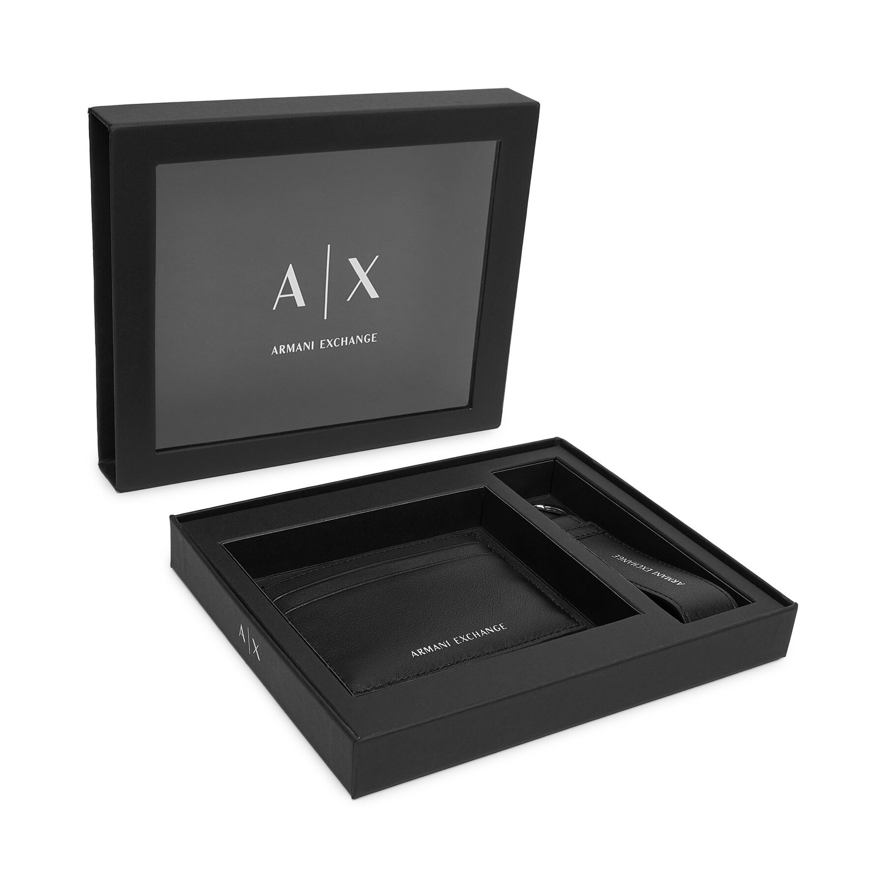 Set de etui pentru carduri și breloc Armani Exchange XM002217 AF22541 UC001 Negru