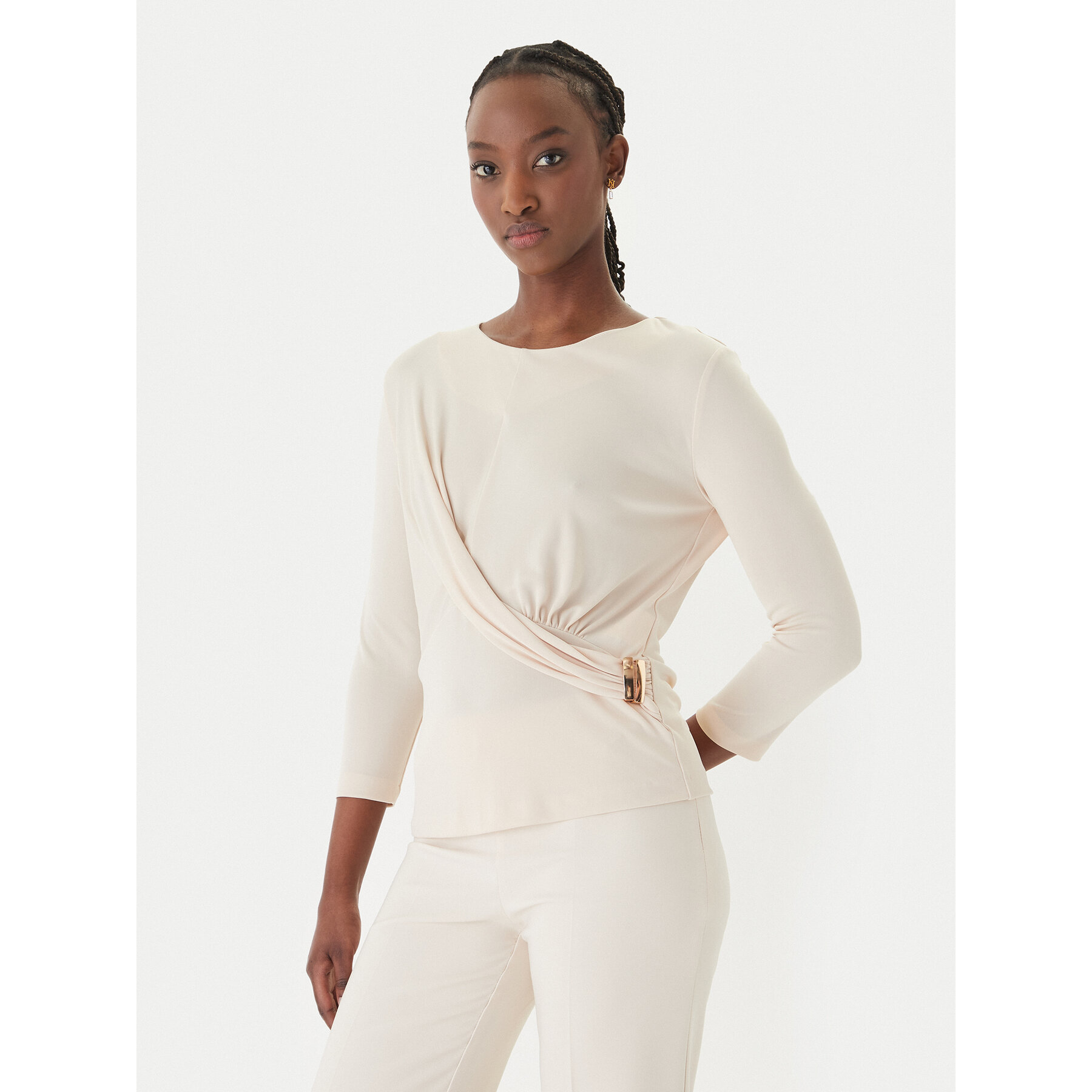 Rinascimento Bluse CFC0127695003 Beige Slim Fit