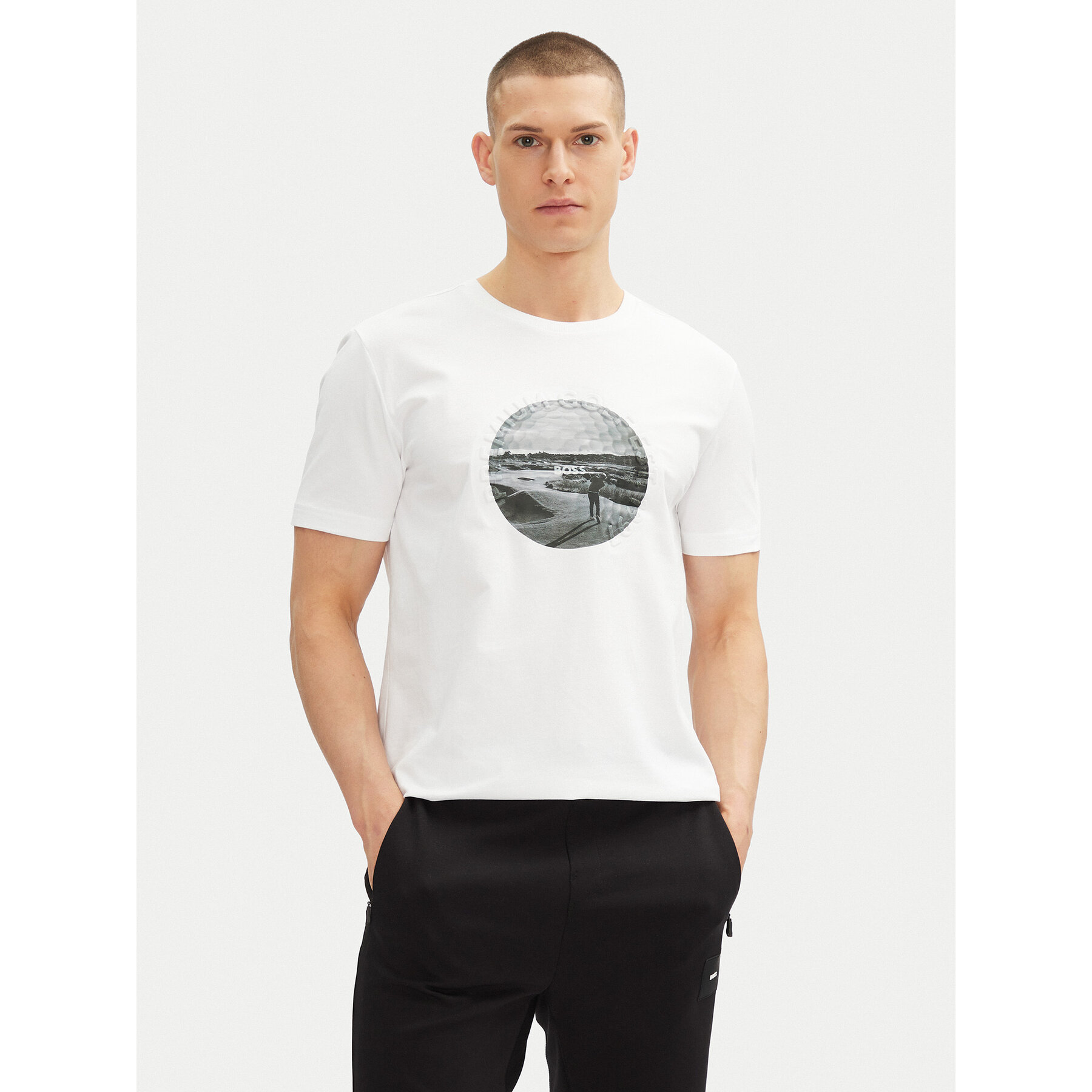 BOSS Marškinėliai Graphic Heritage 50537847 Balta Regular Fit