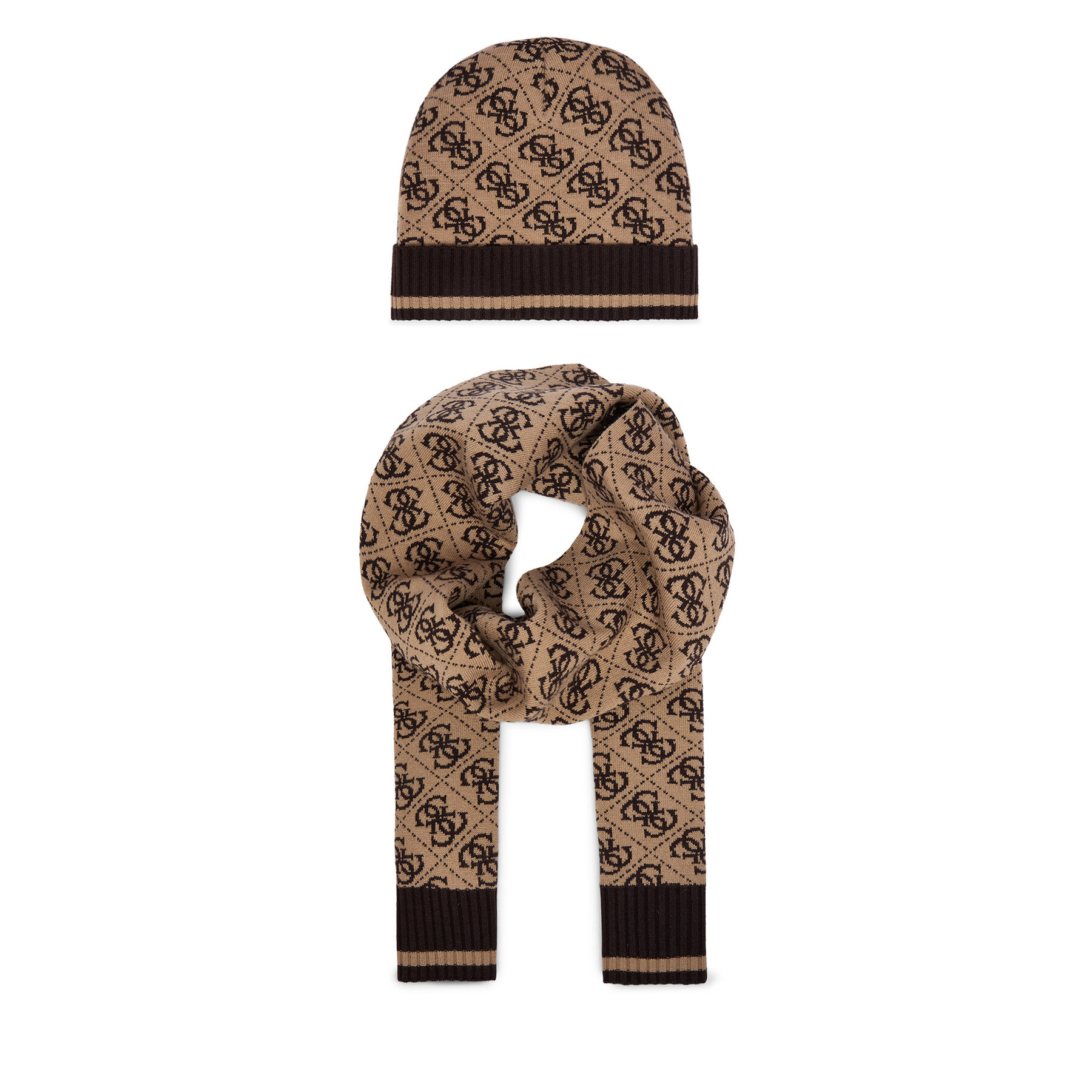 Guess Zestaw Szalik i Czapka Beżowy GFBOXM P6102