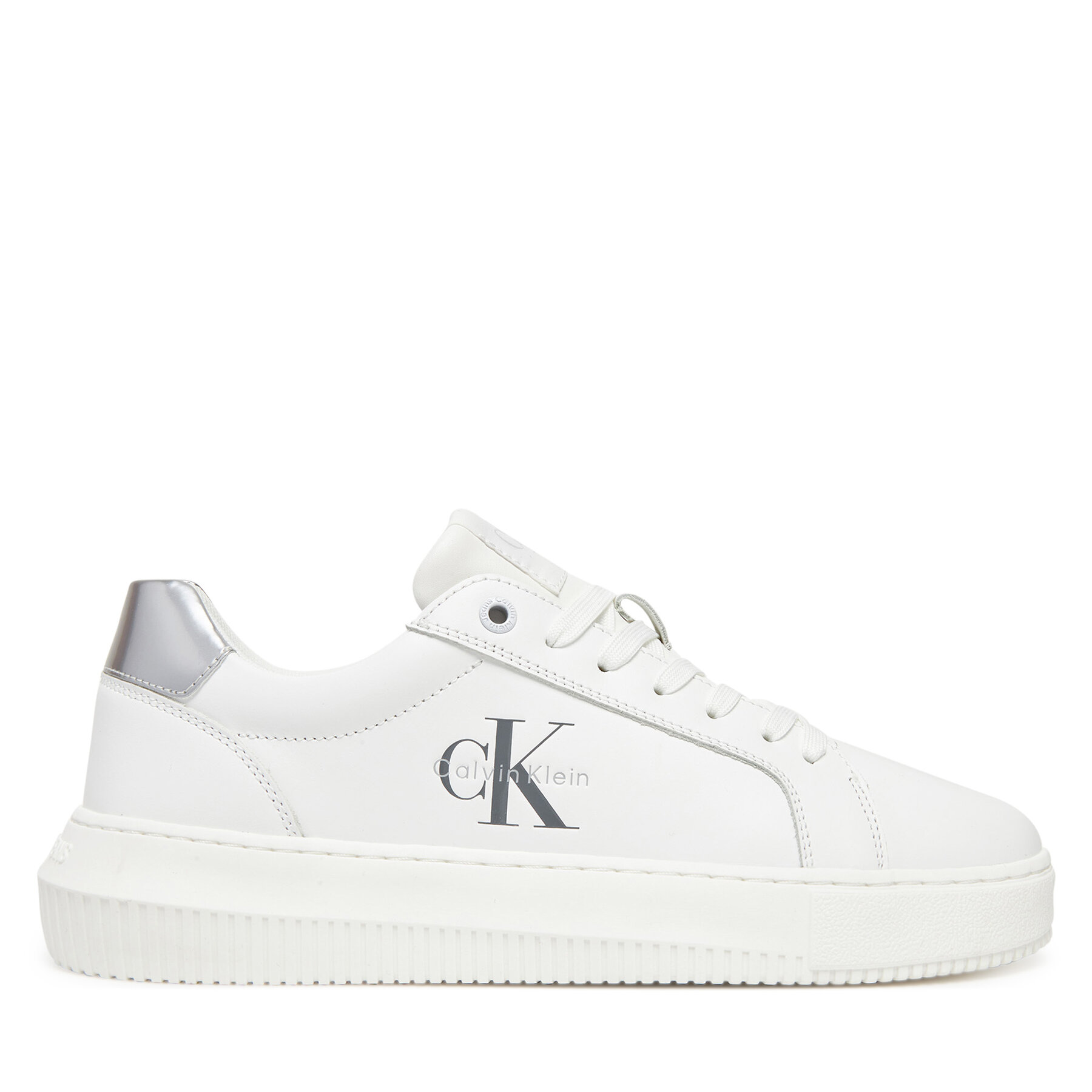 Sneakersy Calvin Klein Jeans Chunky Cupsole Lth Silver YW0YW01876 Biela