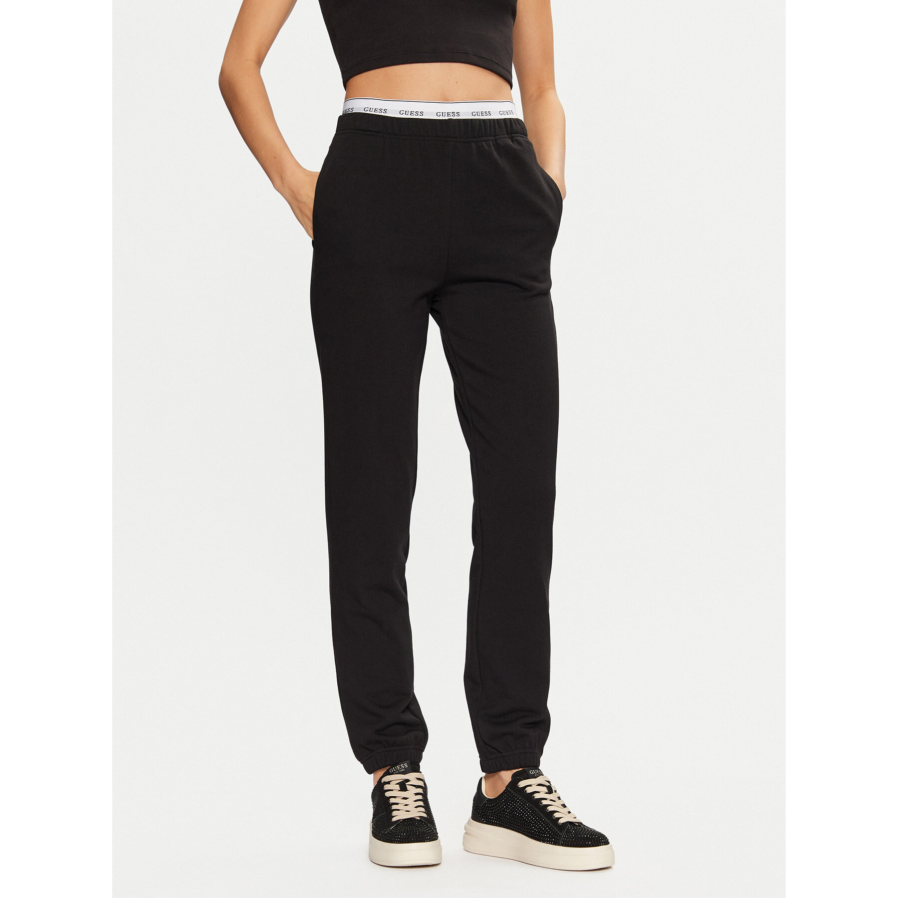 Guess Jogginghose O5RB01 KCO31 Schwarz Regular Fit