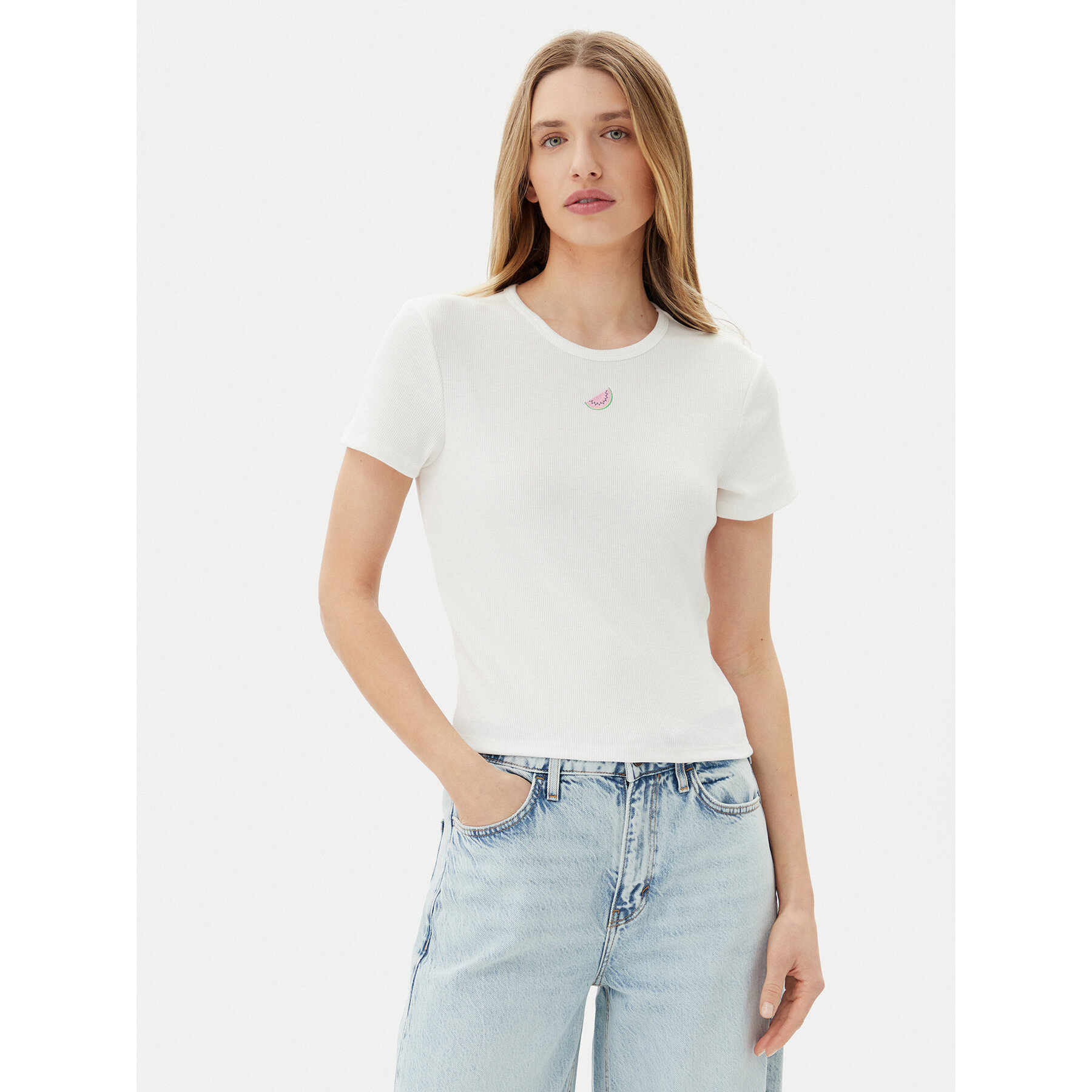 ONLY Póló Daniella 15350554 Fehér Slim Fit