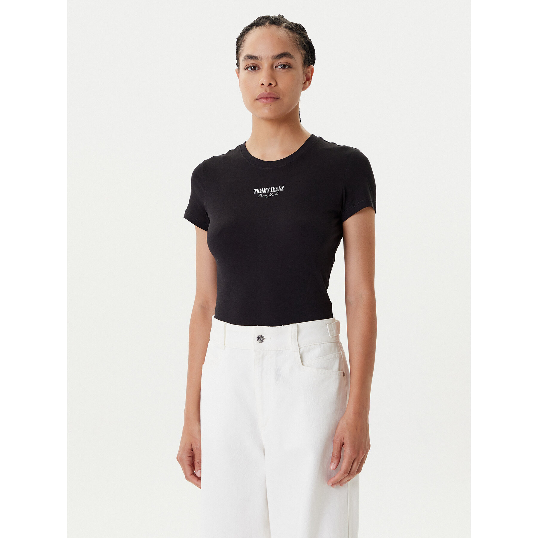 Tommy Jeans Póló Essential DW0DW20913 Fekete Slim Fit