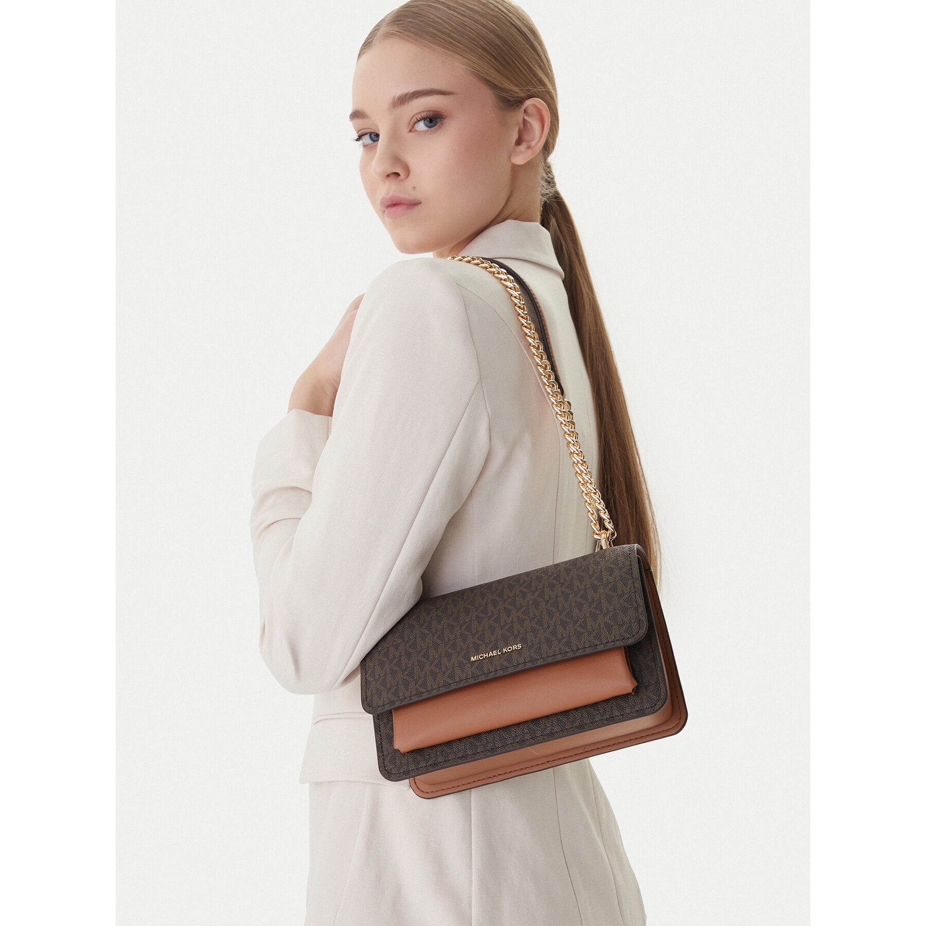 Дамска чанта MICHAEL Michael Kors Claire 30R5GC7L3B Кафяв