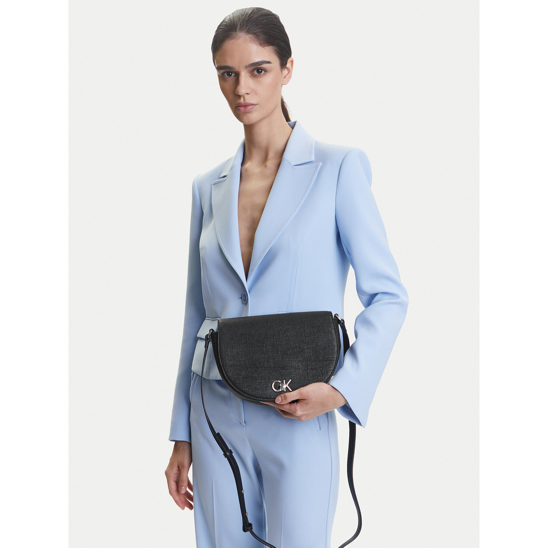 Borsetta Calvin Klein Ck Hw Crossbody Saddle Bag_Tex K60K613233 Nero