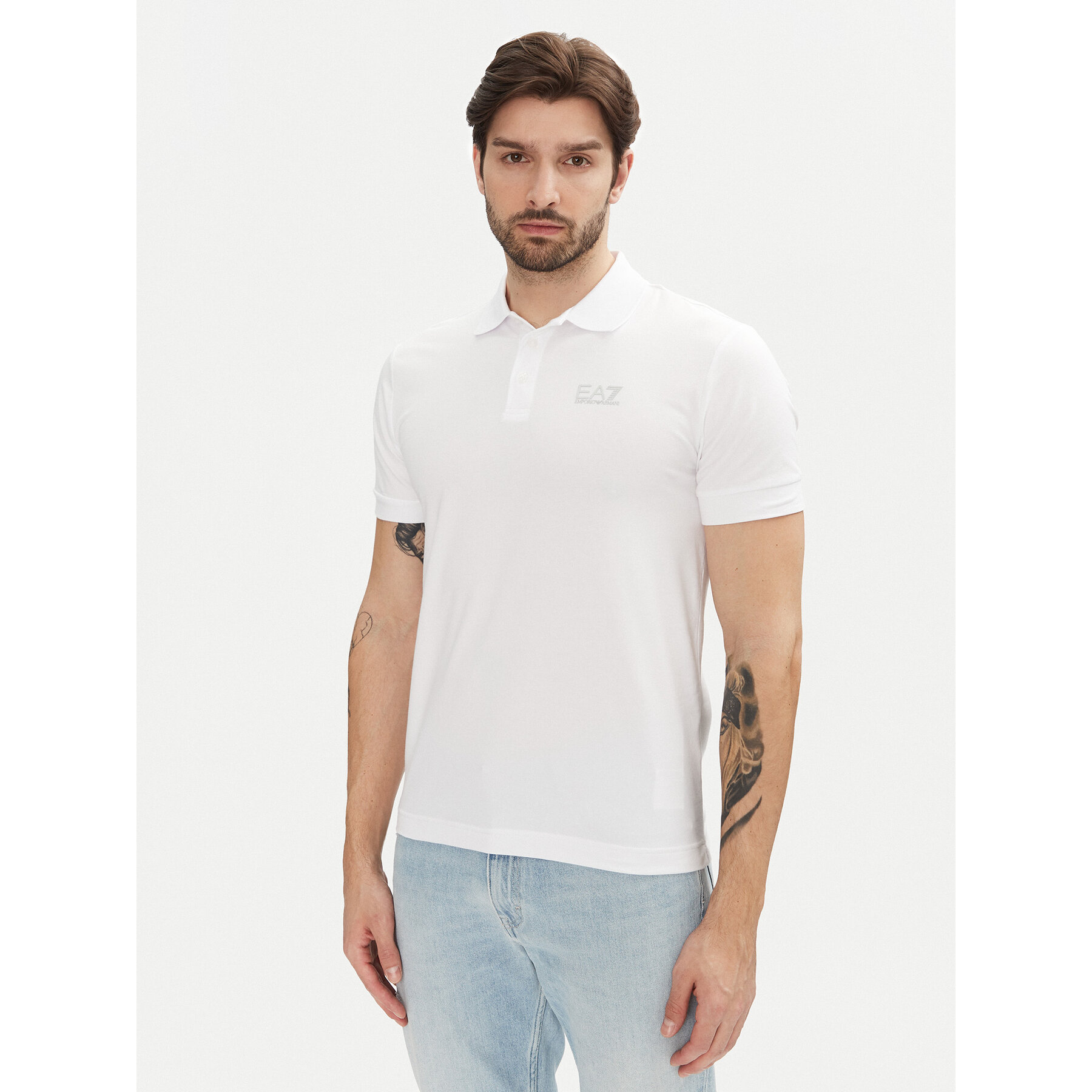 EA7 Emporio Armani Polo 8NPF14 Pjvqz 0100 Bianco Regular Fit