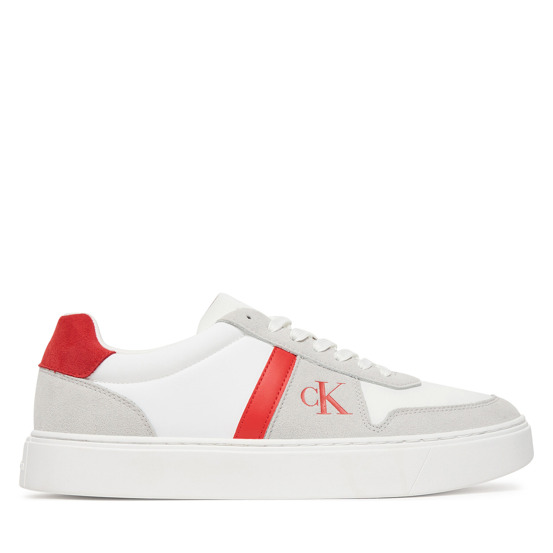 Sneakers Calvin Klein Mixed Texture Lace Up Cupsole Trainers YM0YM01395 Alb