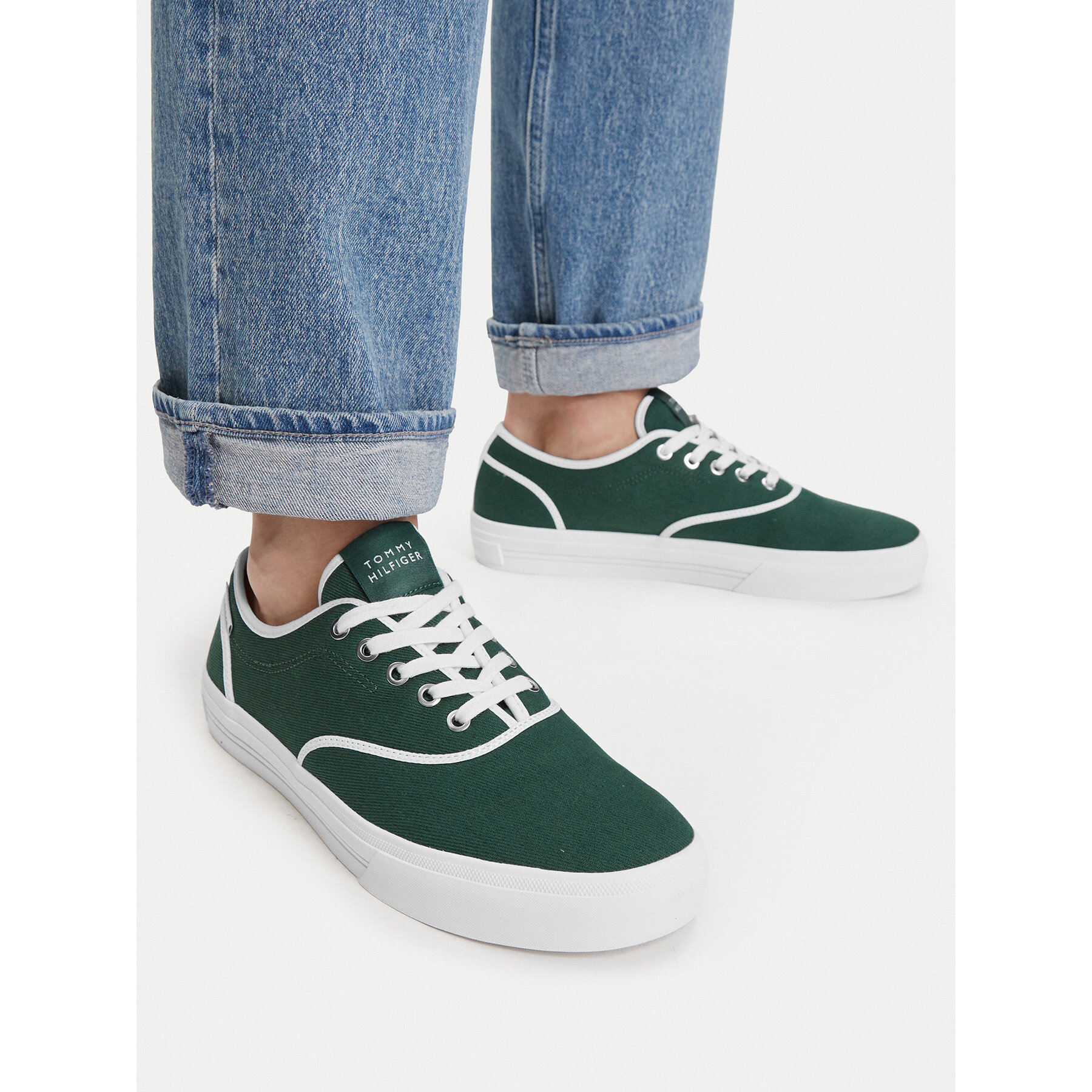 Гуменки Tommy Hilfiger Th Vulc Cup Long Lace Canvas FM0FM05874 Зелен
