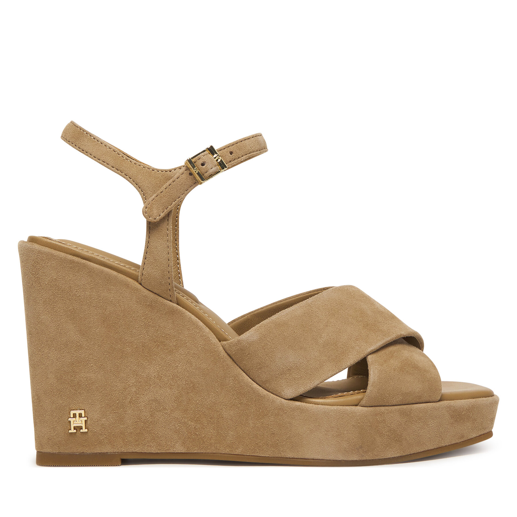 Sandali Tommy Hilfiger Suede Wrapped High Wedge FW0FW09218 Rjava