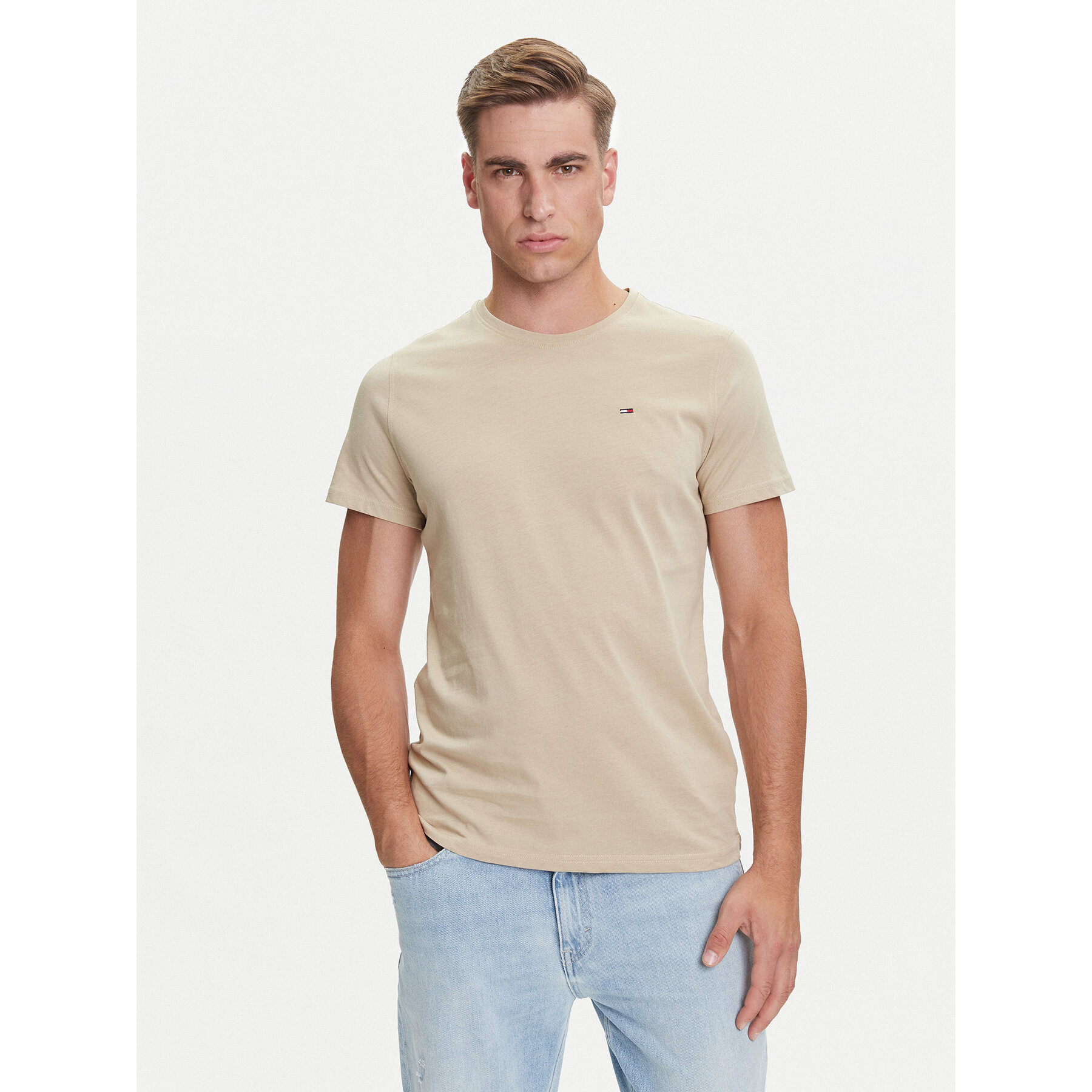 Tommy Jeans T-shirt DM0DM04411 Beige Slim Fit